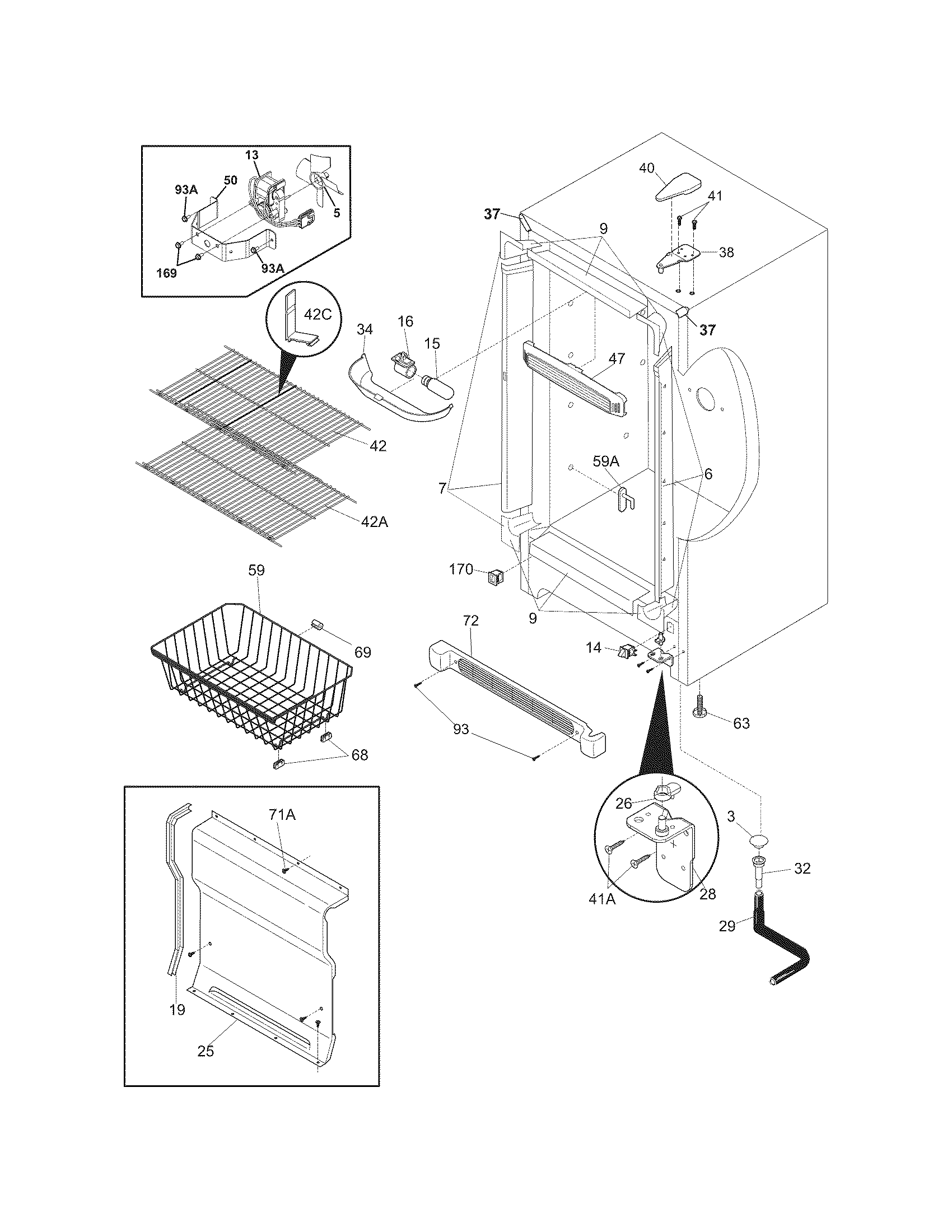 Frigidaire LFFU14F5HWL cabinet diagram