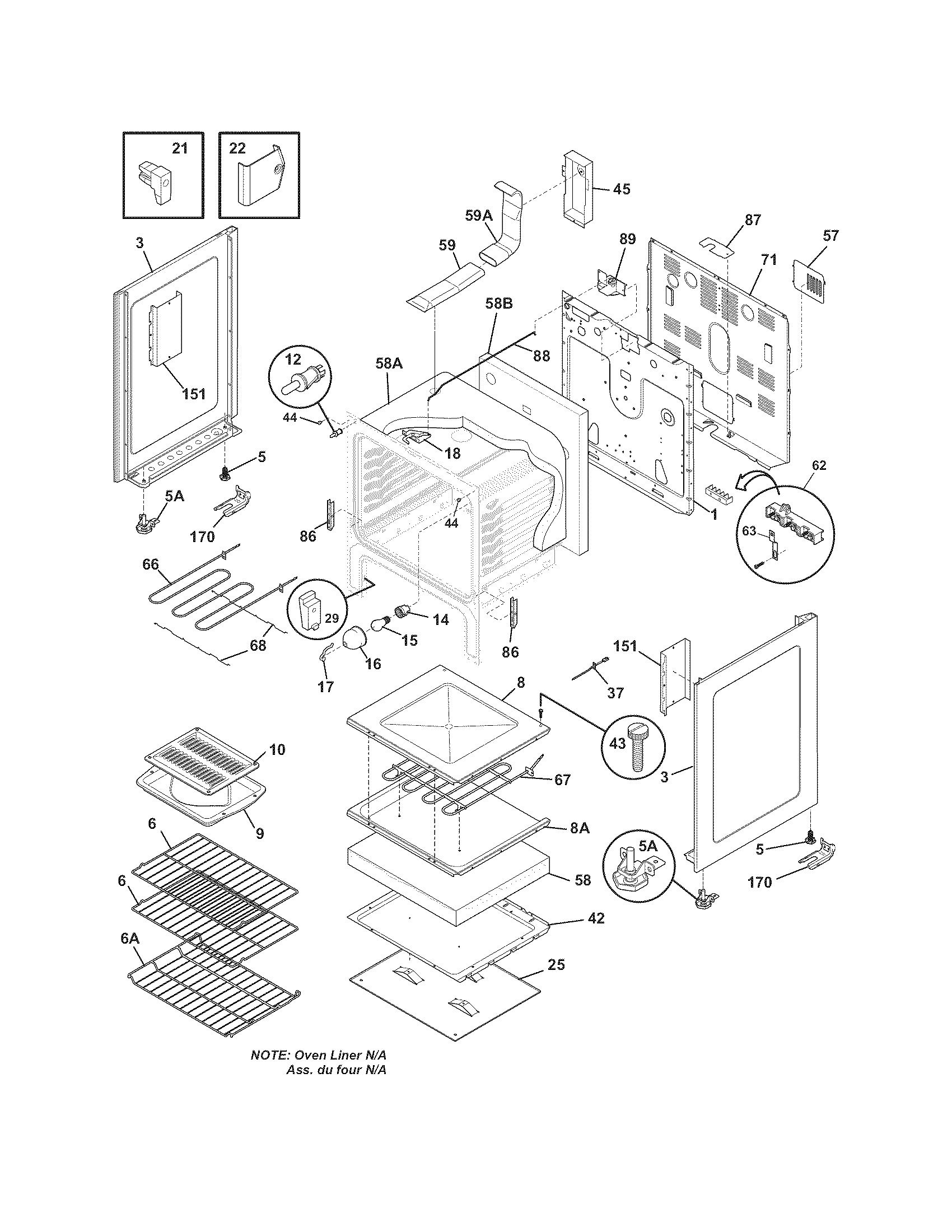 Frigidaire FGEF3031KQC body diagram
