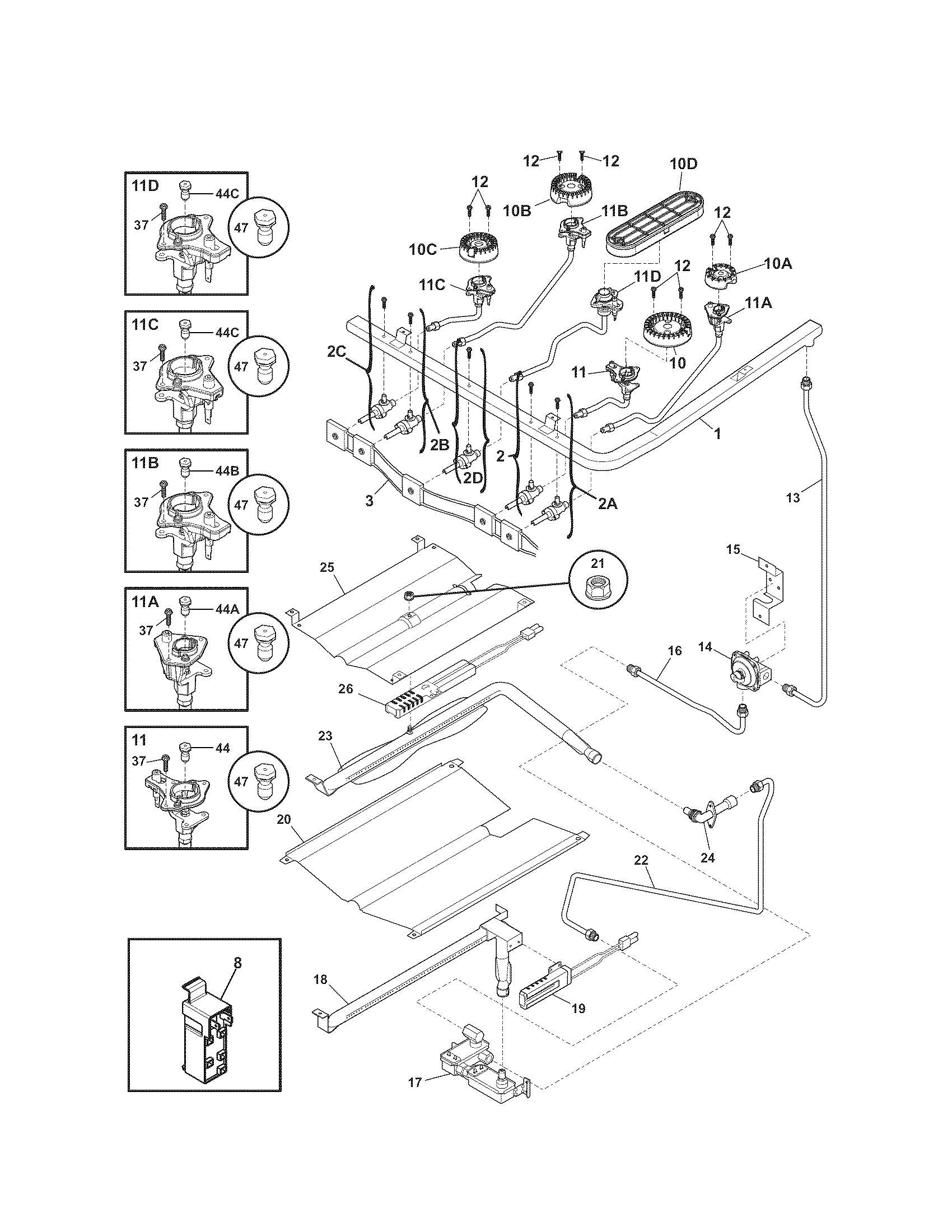 Kenmore 79072333010 burner diagram