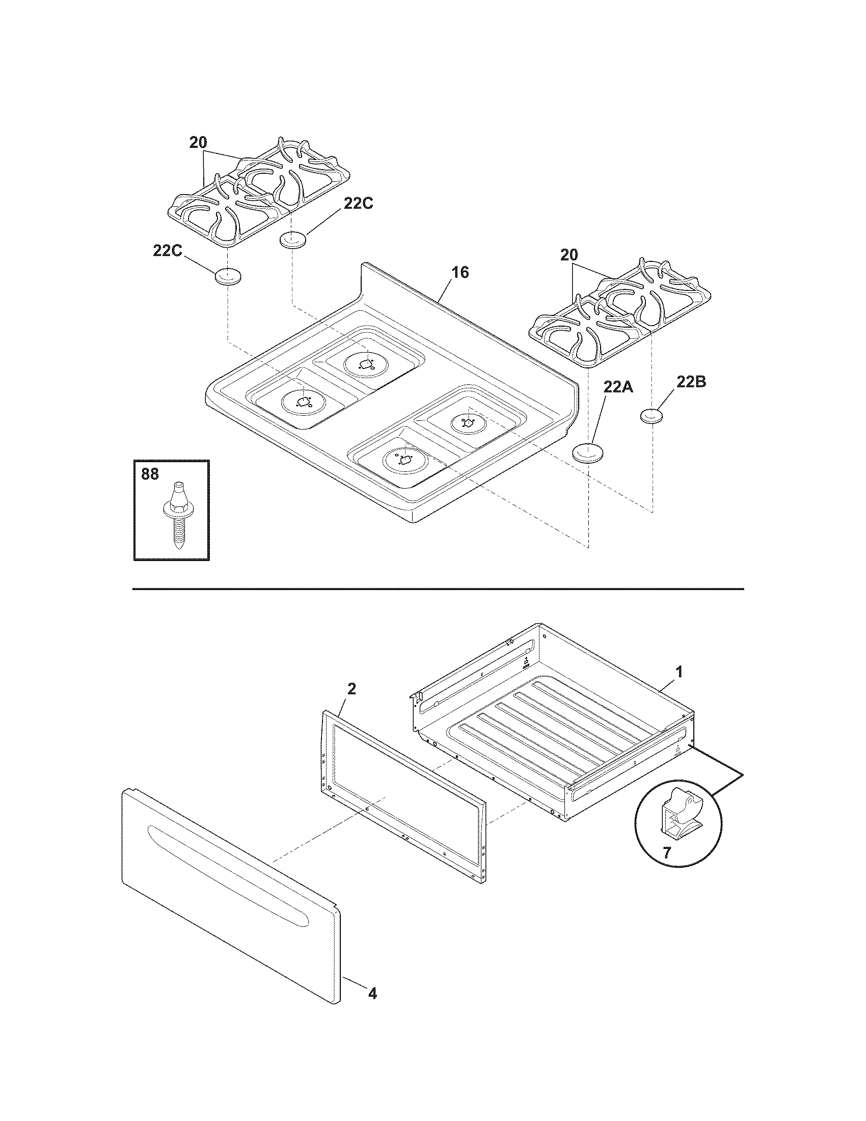 Kenmore 79072402012 top/drawer diagram