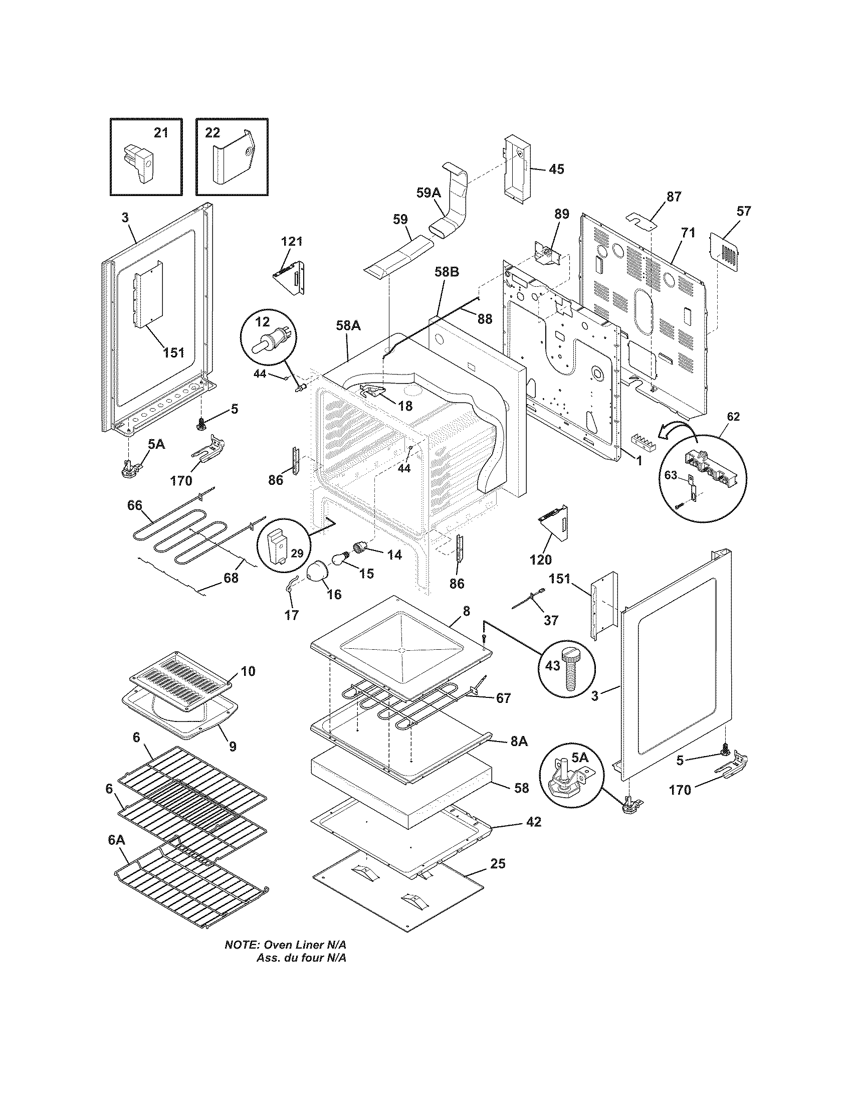 Frigidaire LGEF3041KFD body diagram