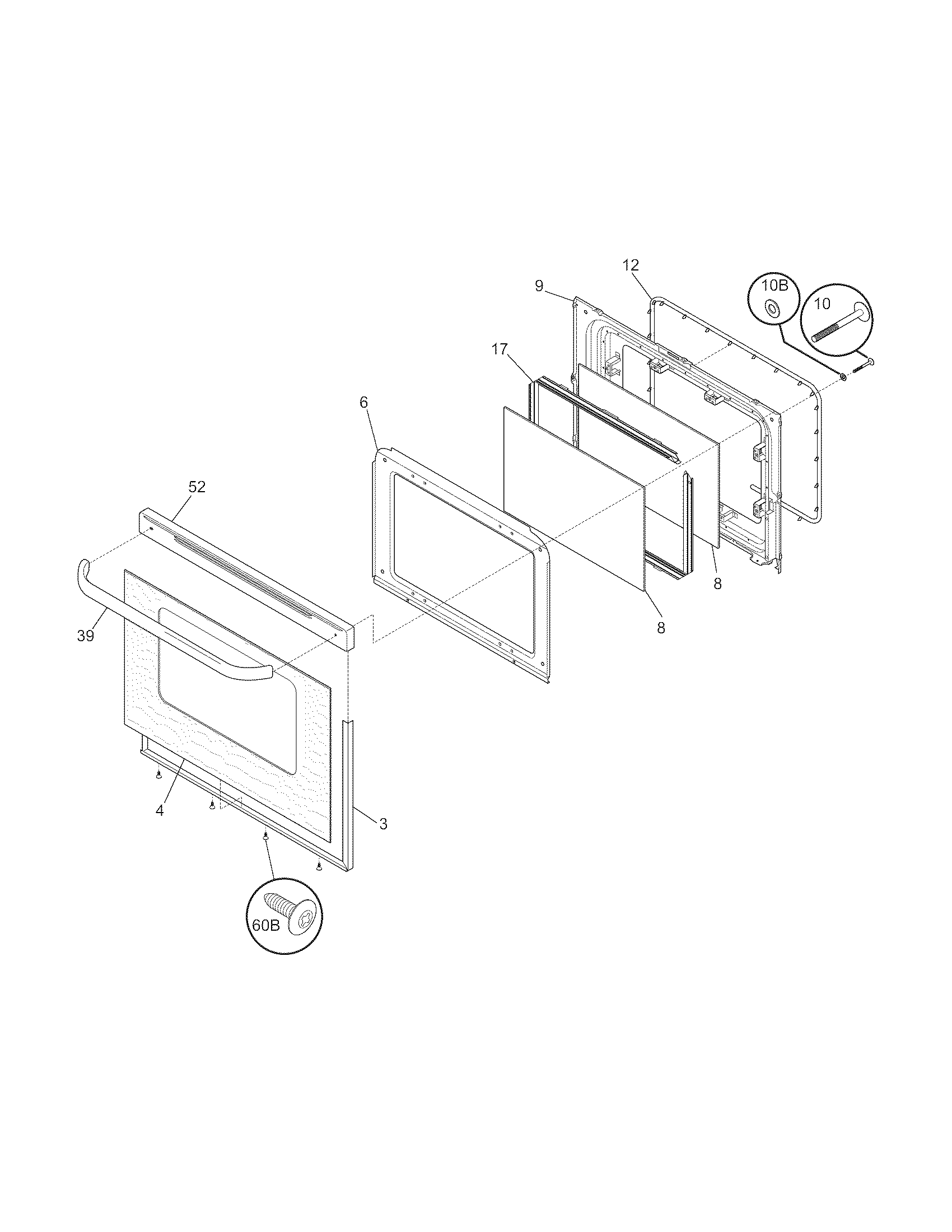 Frigidaire FGFS36FWH door diagram