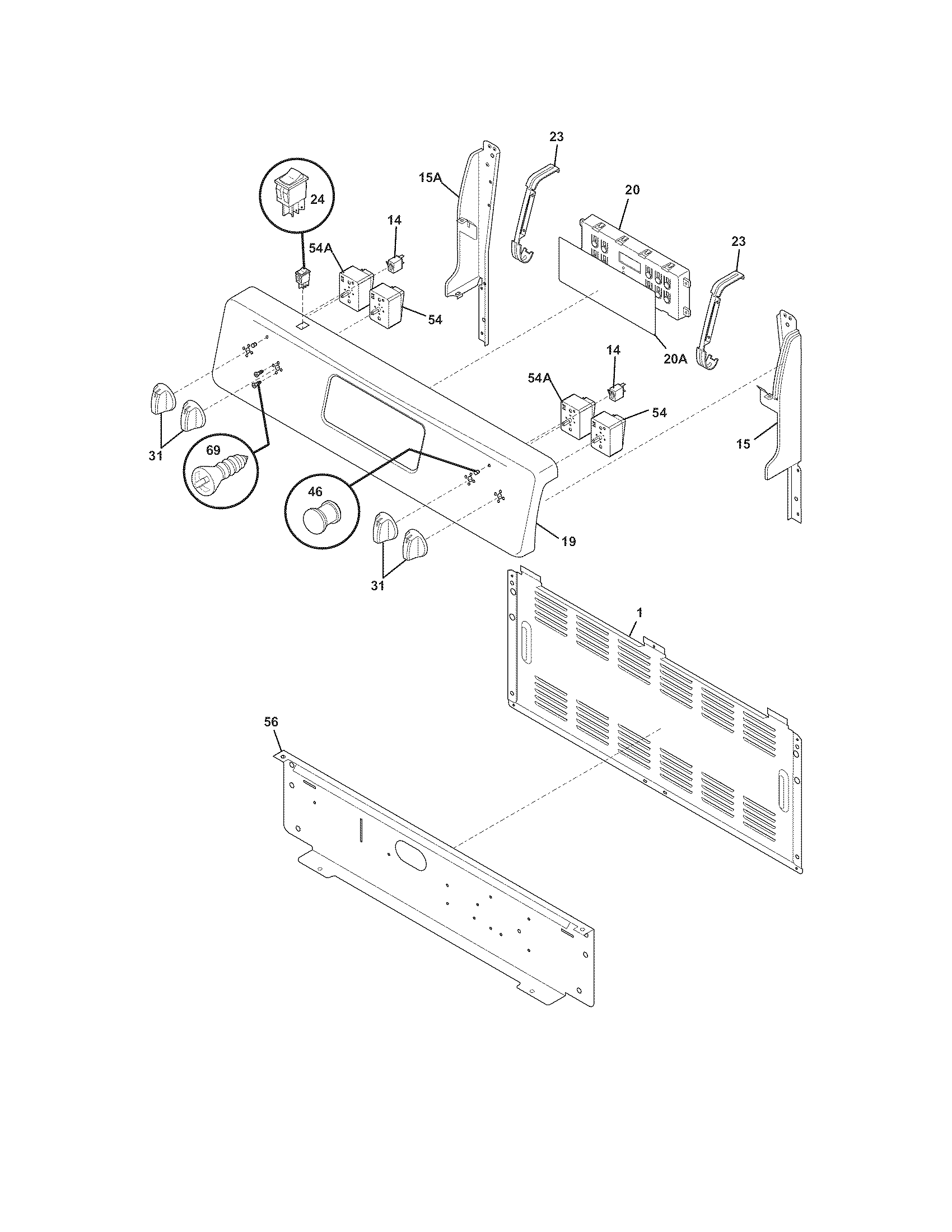 Frigidaire LFEF3016LWA backguard diagram