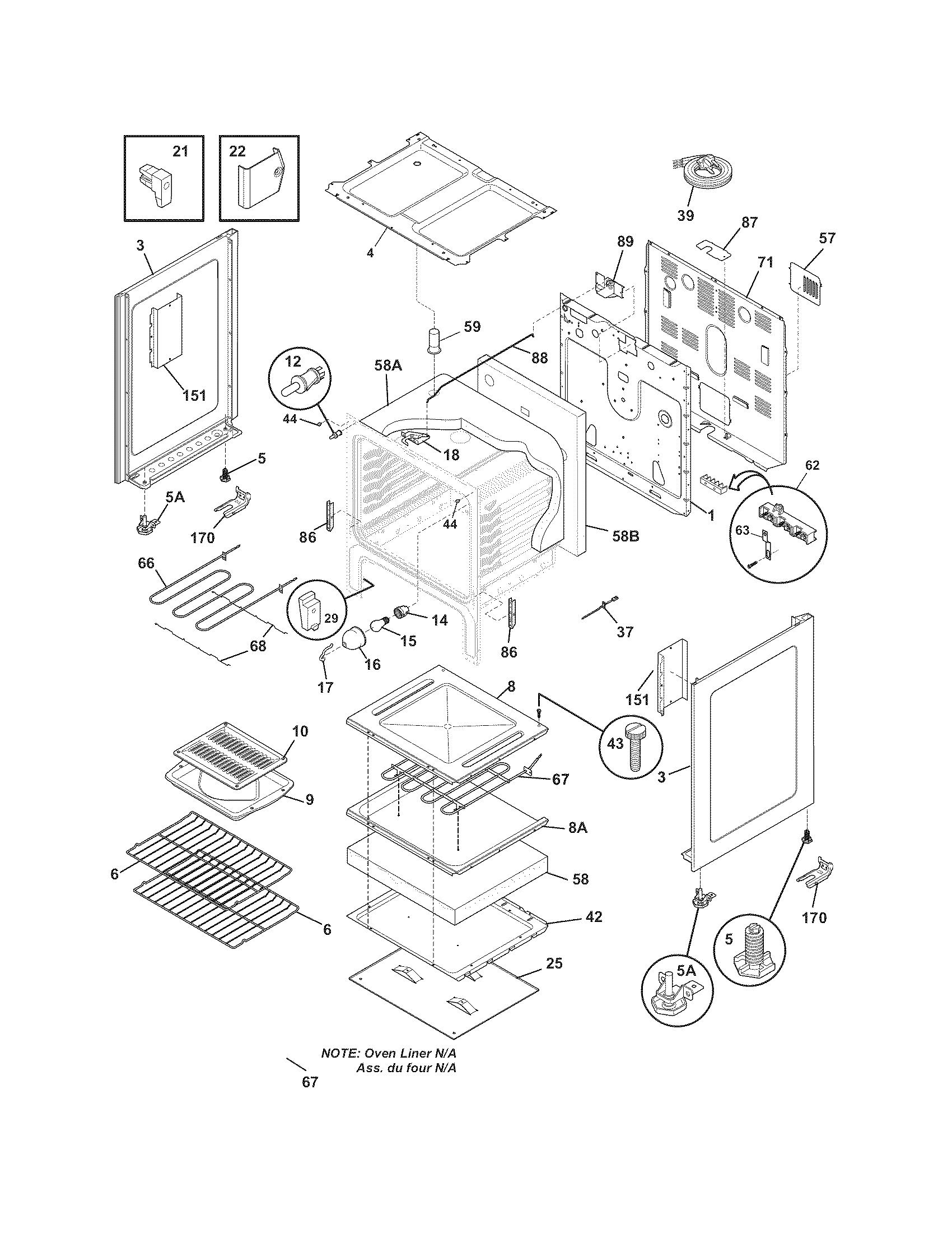 Frigidaire LFEF3016LWA body diagram