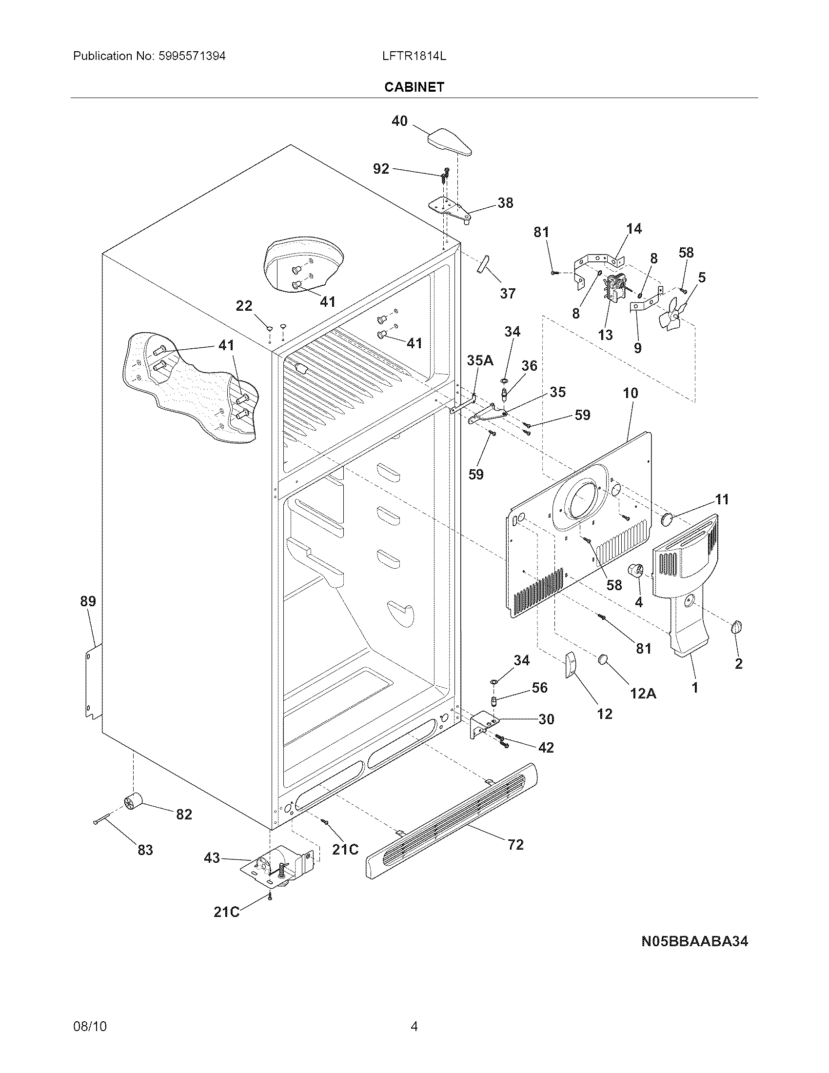 Frigidaire LFTR1814LW1 cabinet diagram