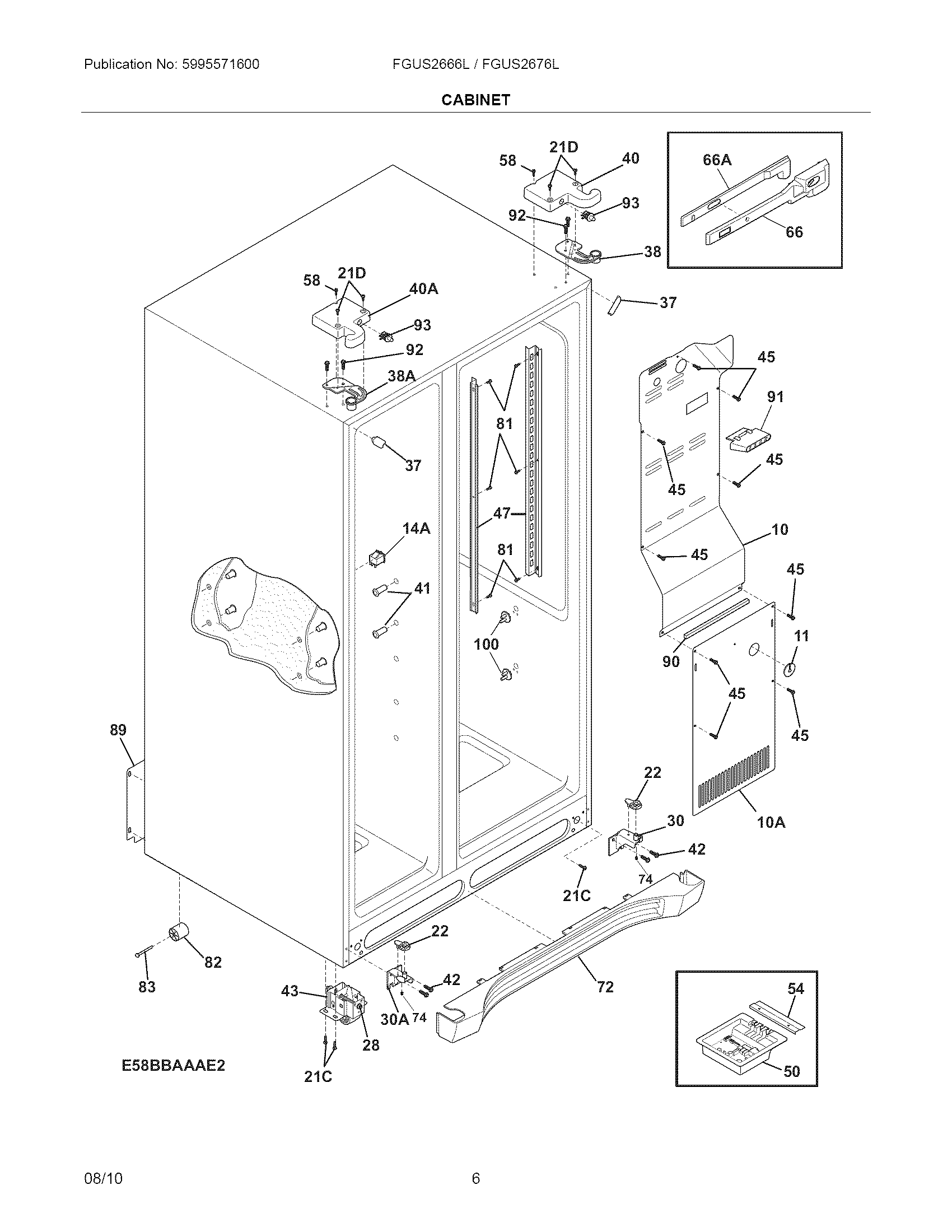 Frigidaire FGUS2666LP0 cabinet diagram