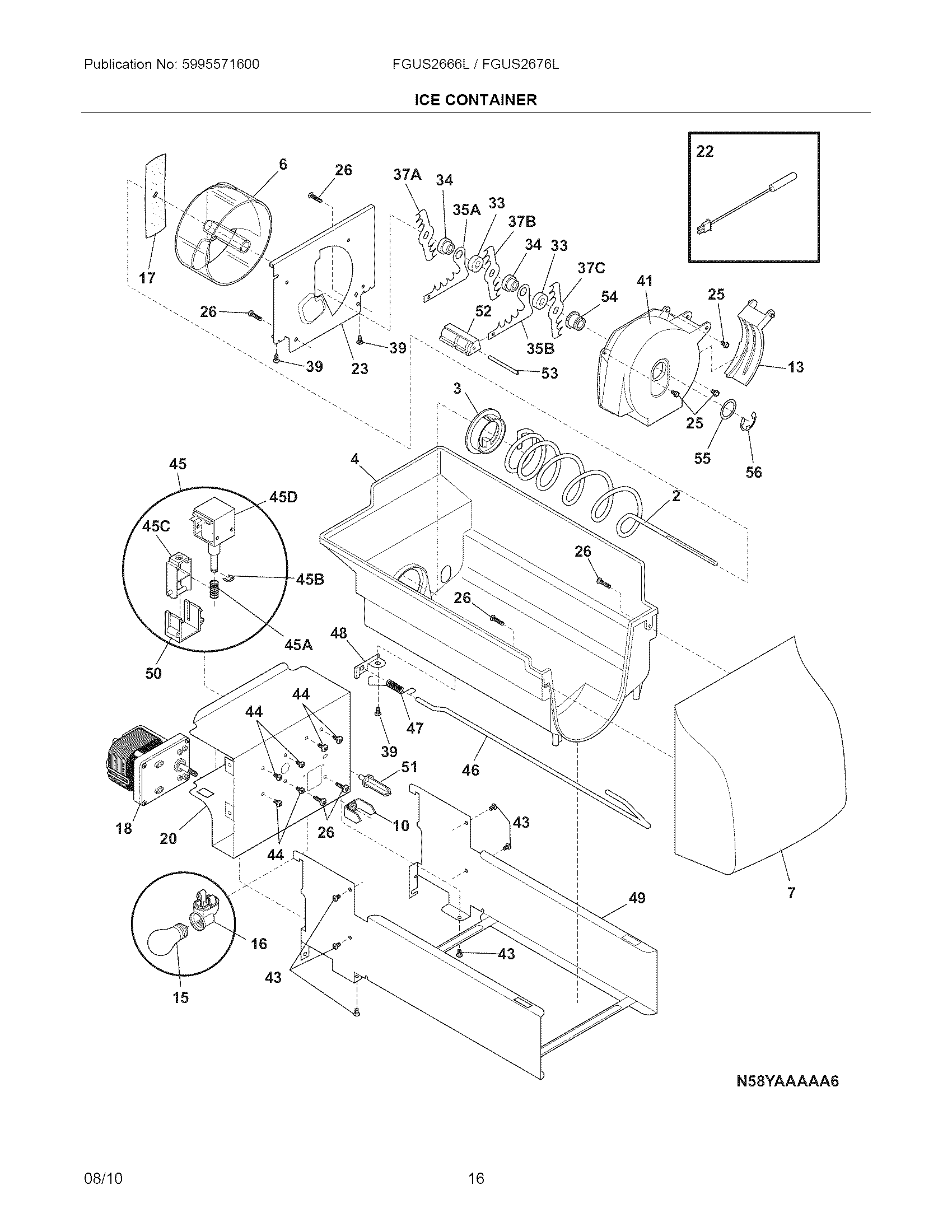 Frigidaire FGUS2666LP0 ice container diagram