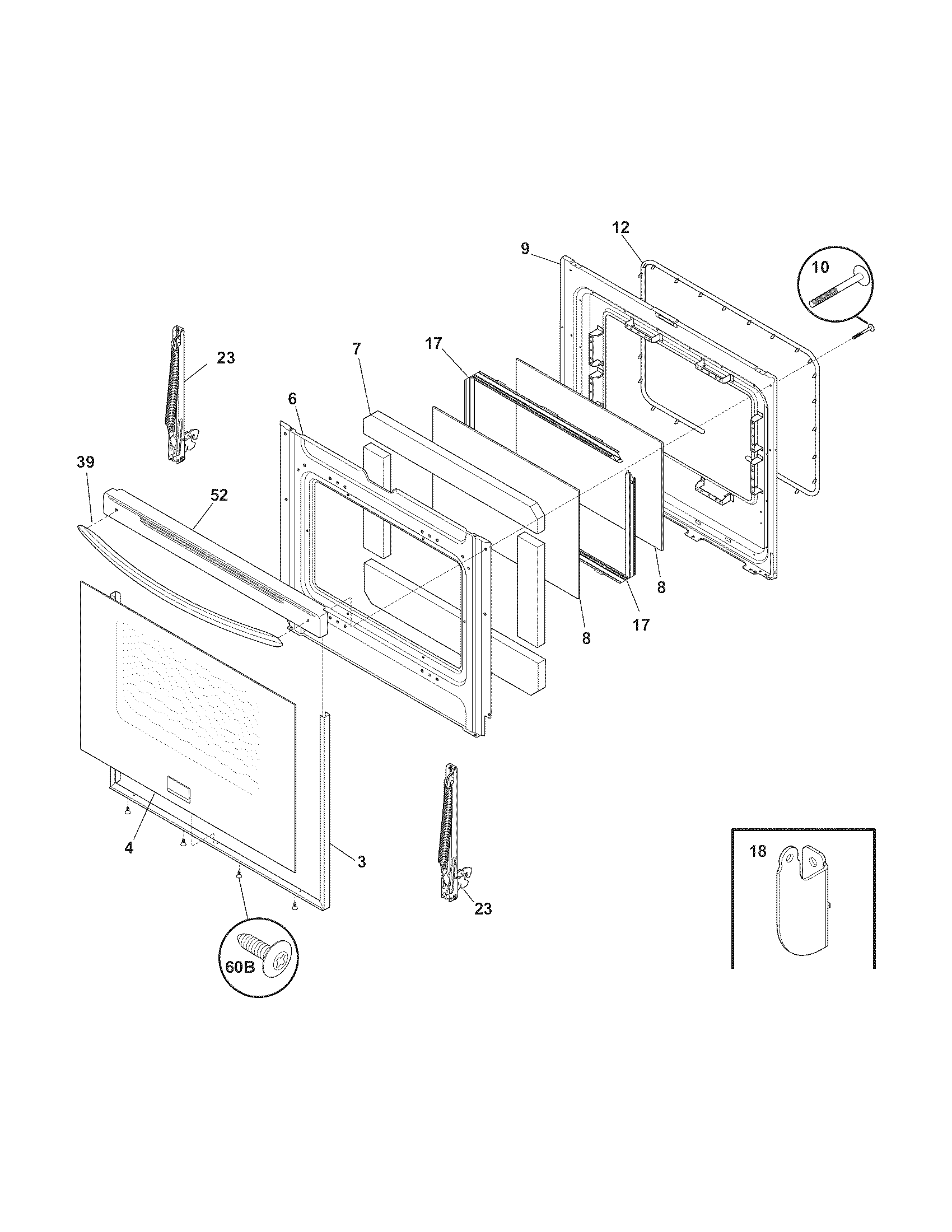 Frigidaire LGGF3033KWG door diagram