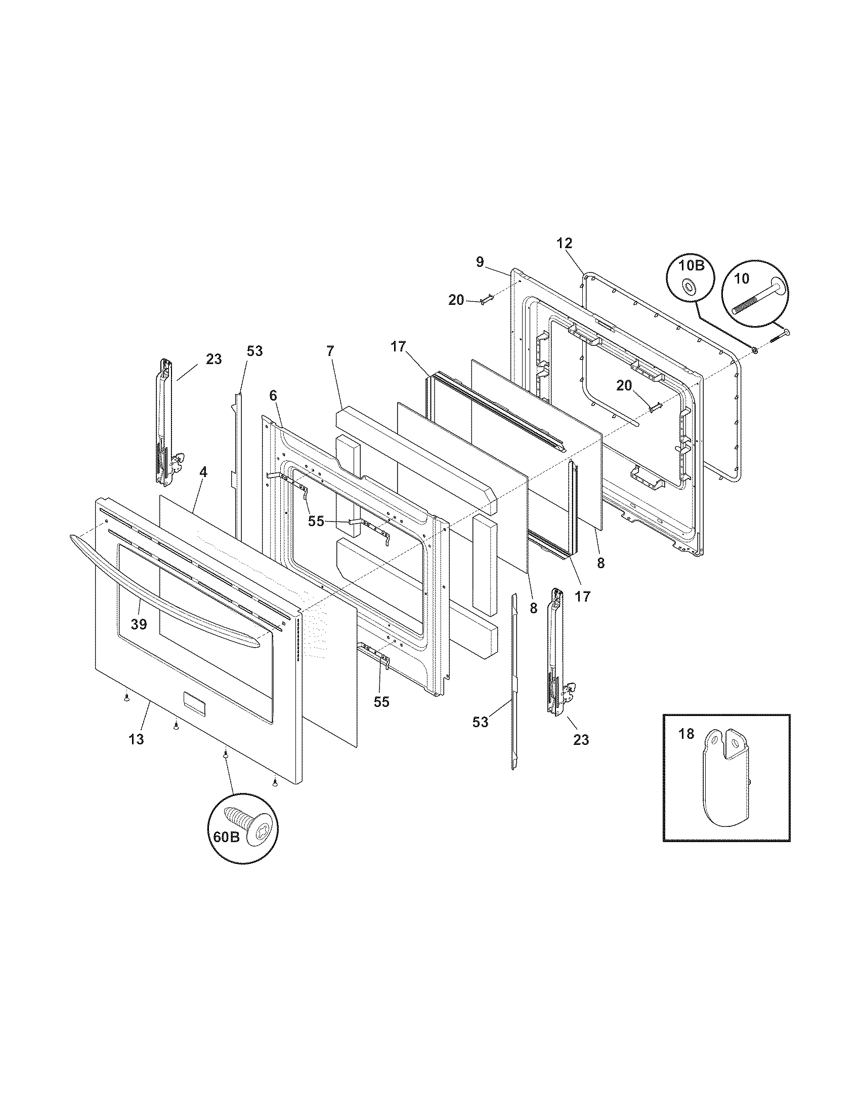 Frigidaire FGEF3042KFD door diagram