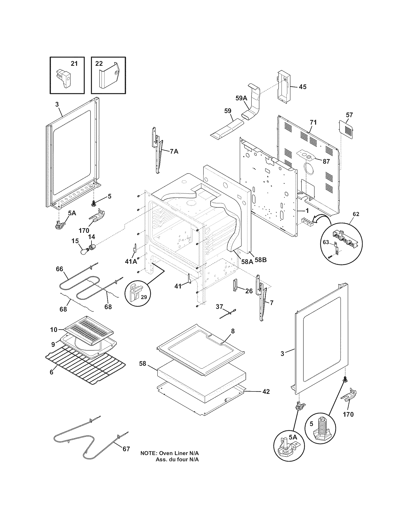 Frigidaire FEF336ECM body diagram