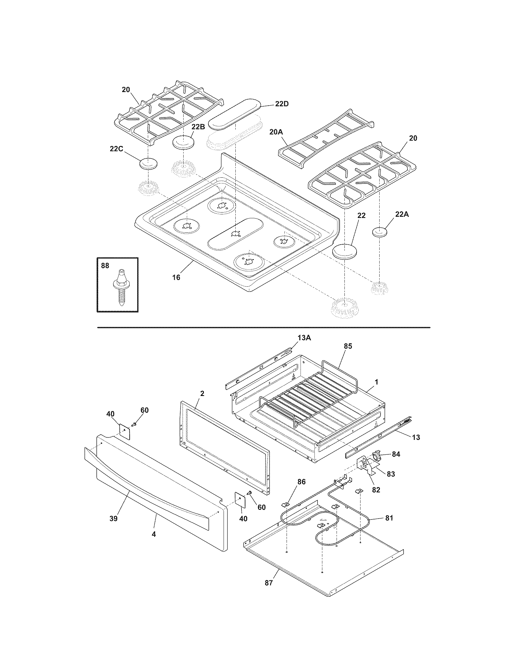 Kenmore Elite 79078309010 top/drawer diagram
