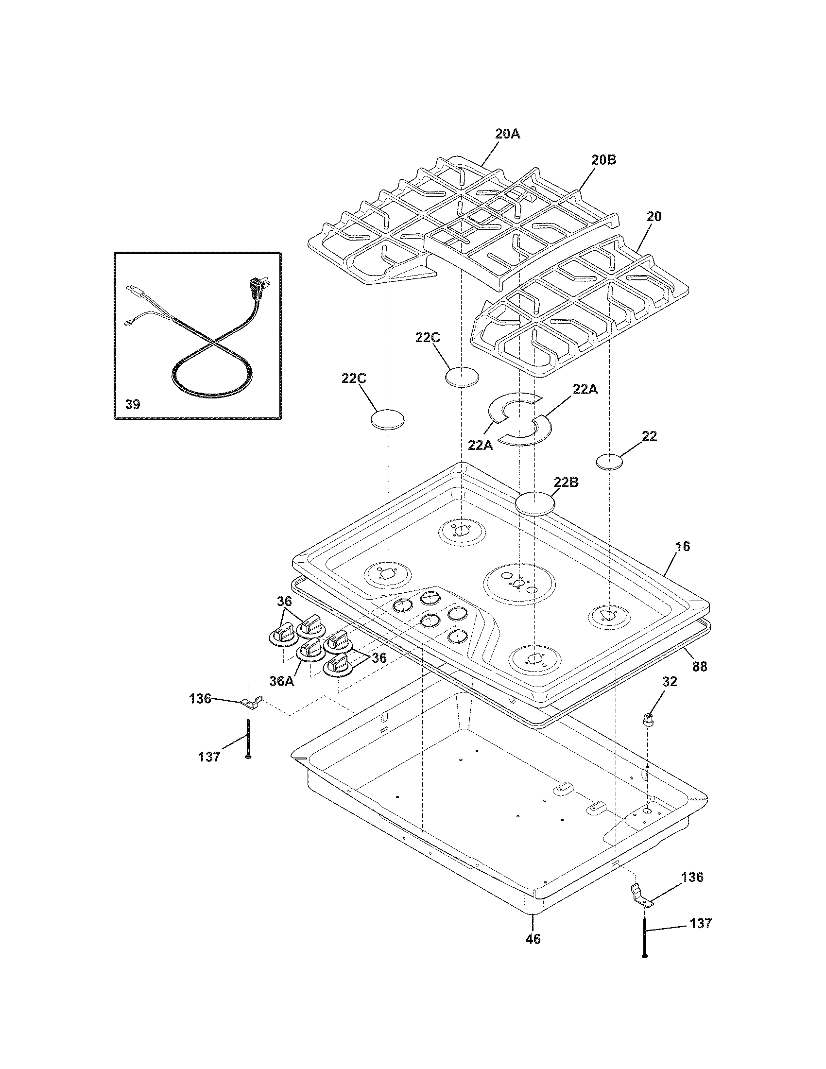 Kenmore Elite 79032353000 main top diagram