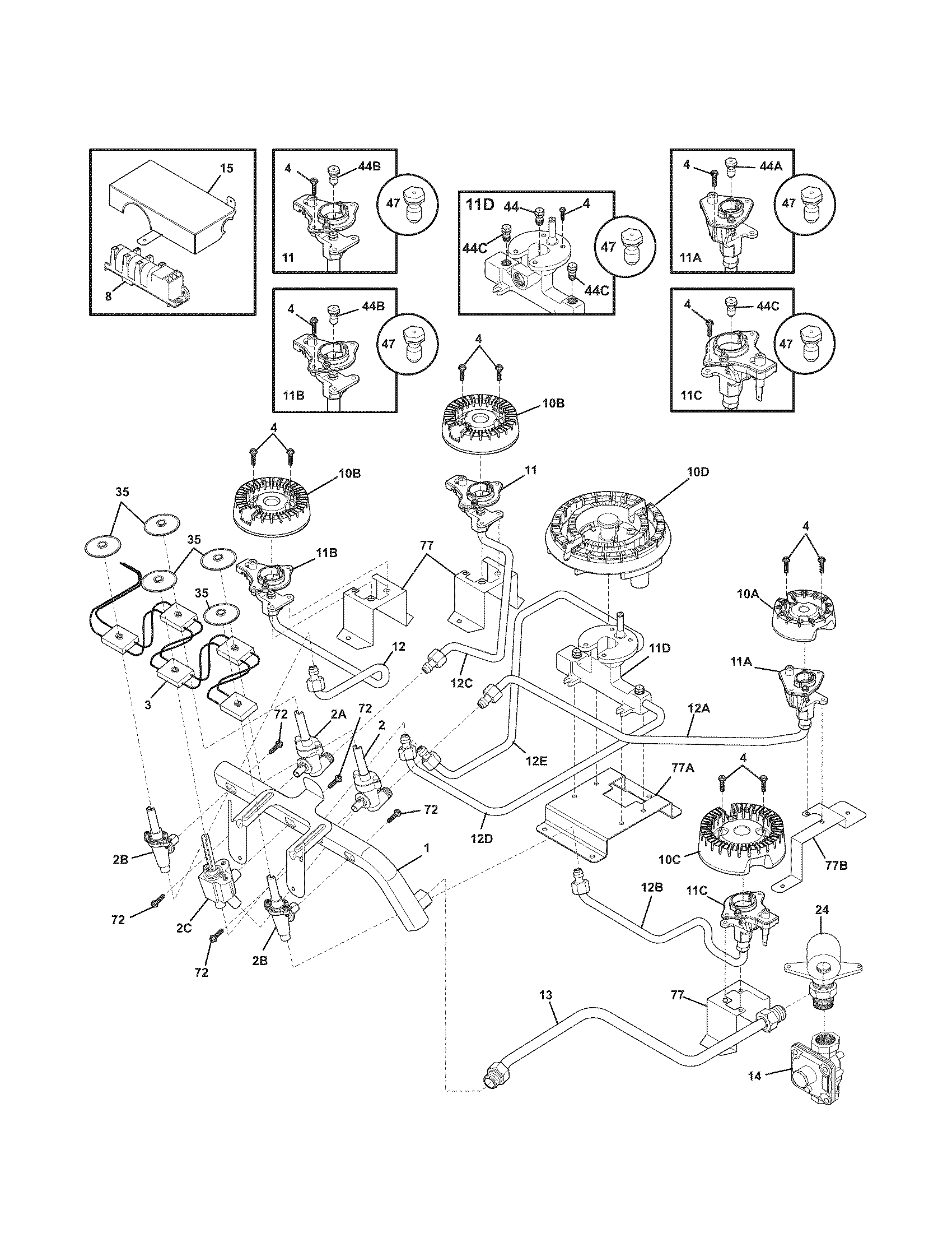 Kenmore Elite 79032353000 burner diagram