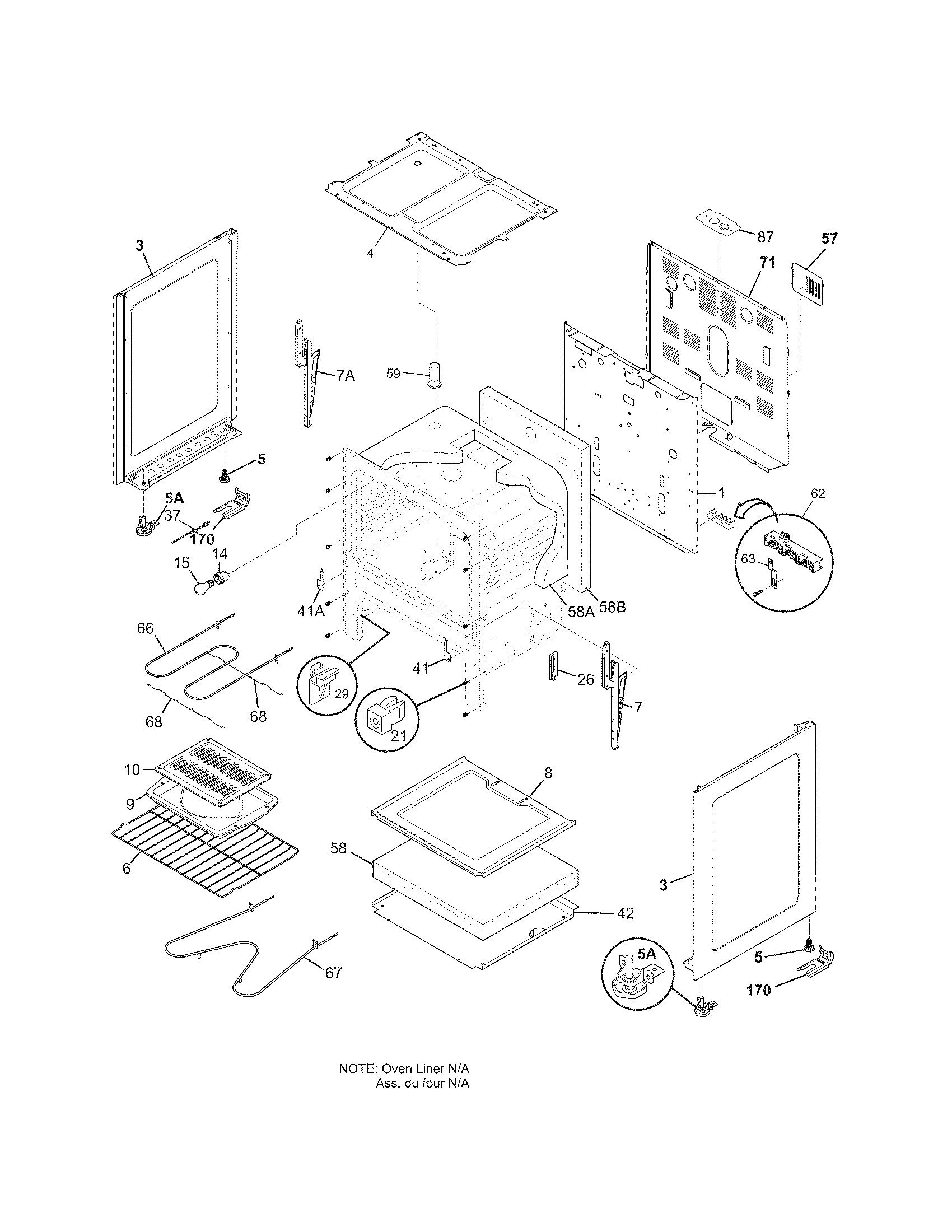 Tappan TEF326FSE body diagram