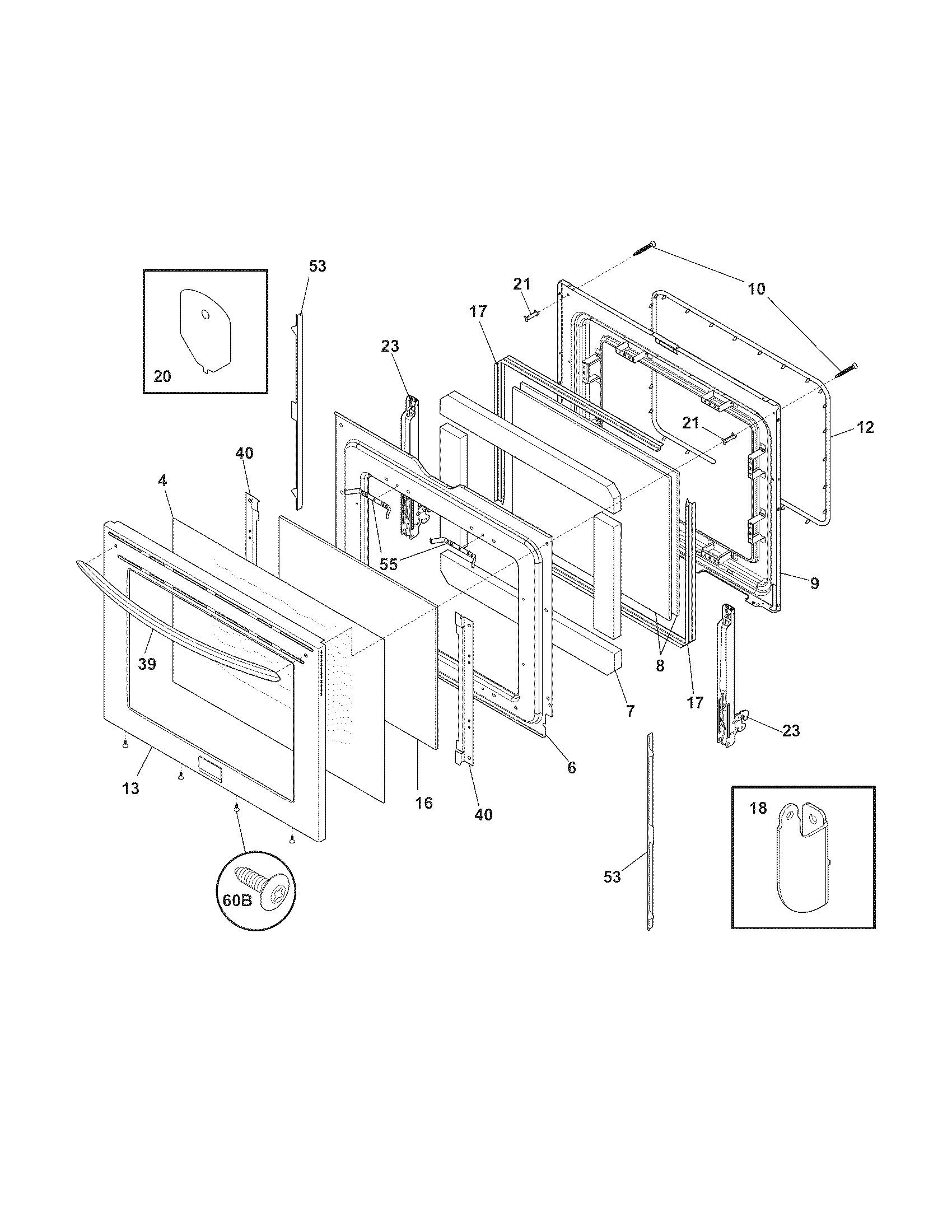 Frigidaire FGEF3055KFC door diagram