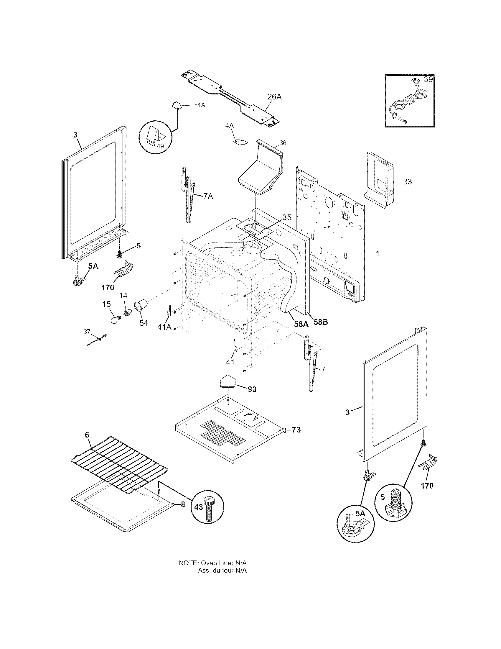 Frigidaire FGFS36FUC body diagram