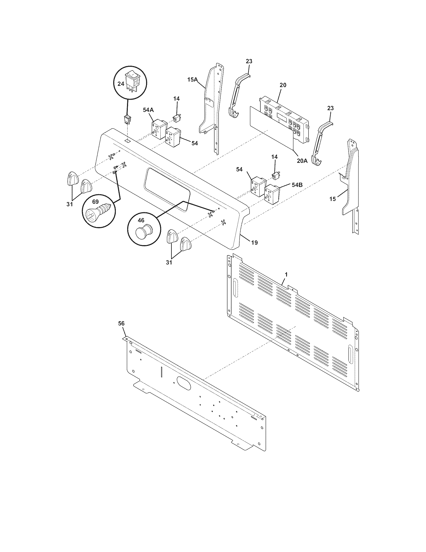 Frigidaire LFEF3018LWA backguard diagram
