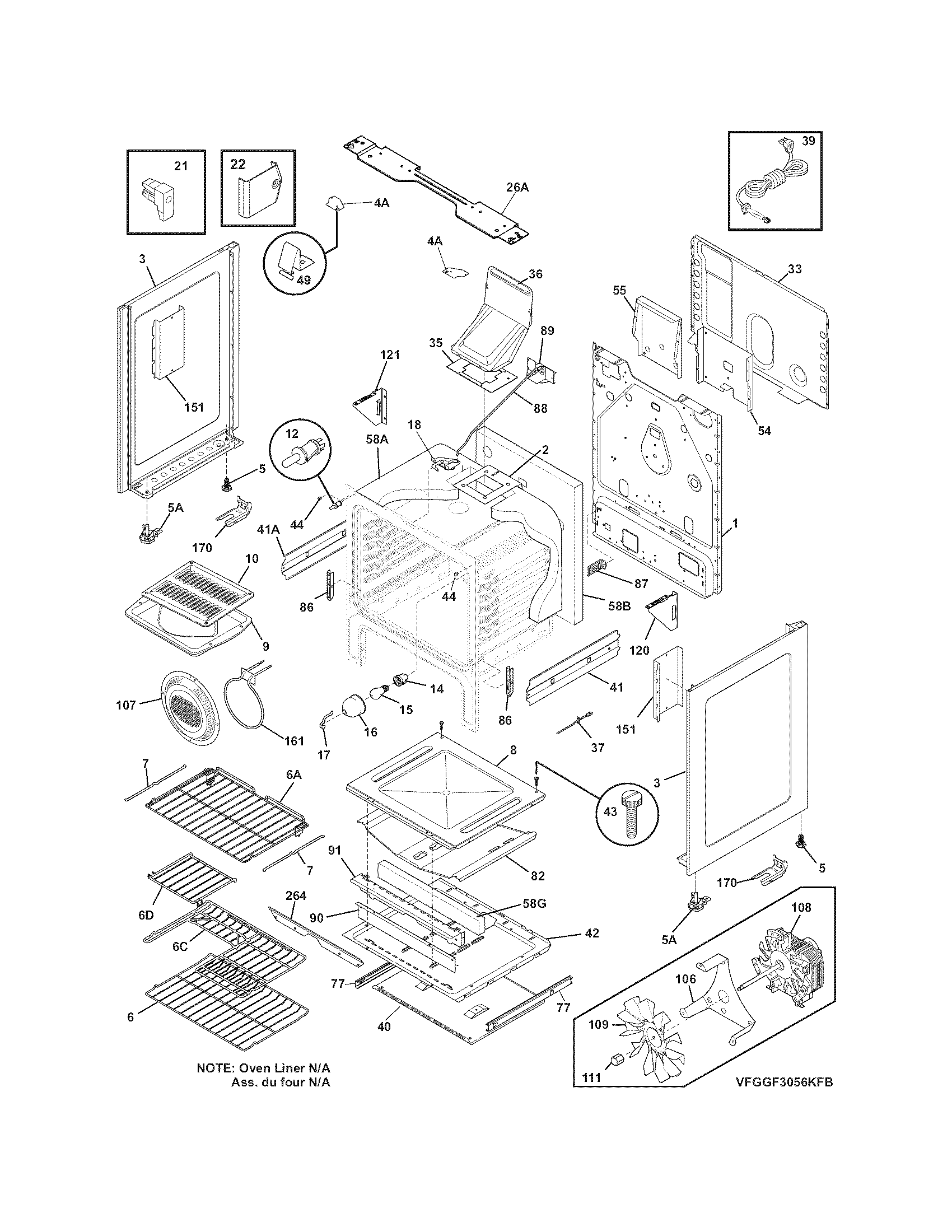 Frigidaire CGGF3076KWG body diagram