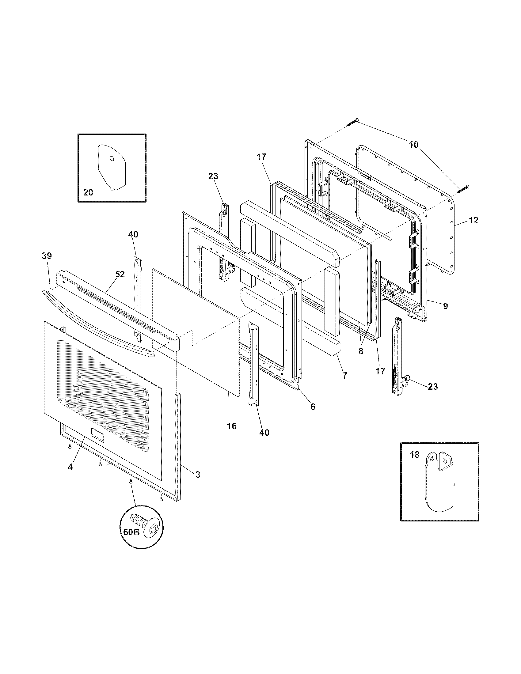 Frigidaire CGEF3077KBC door diagram