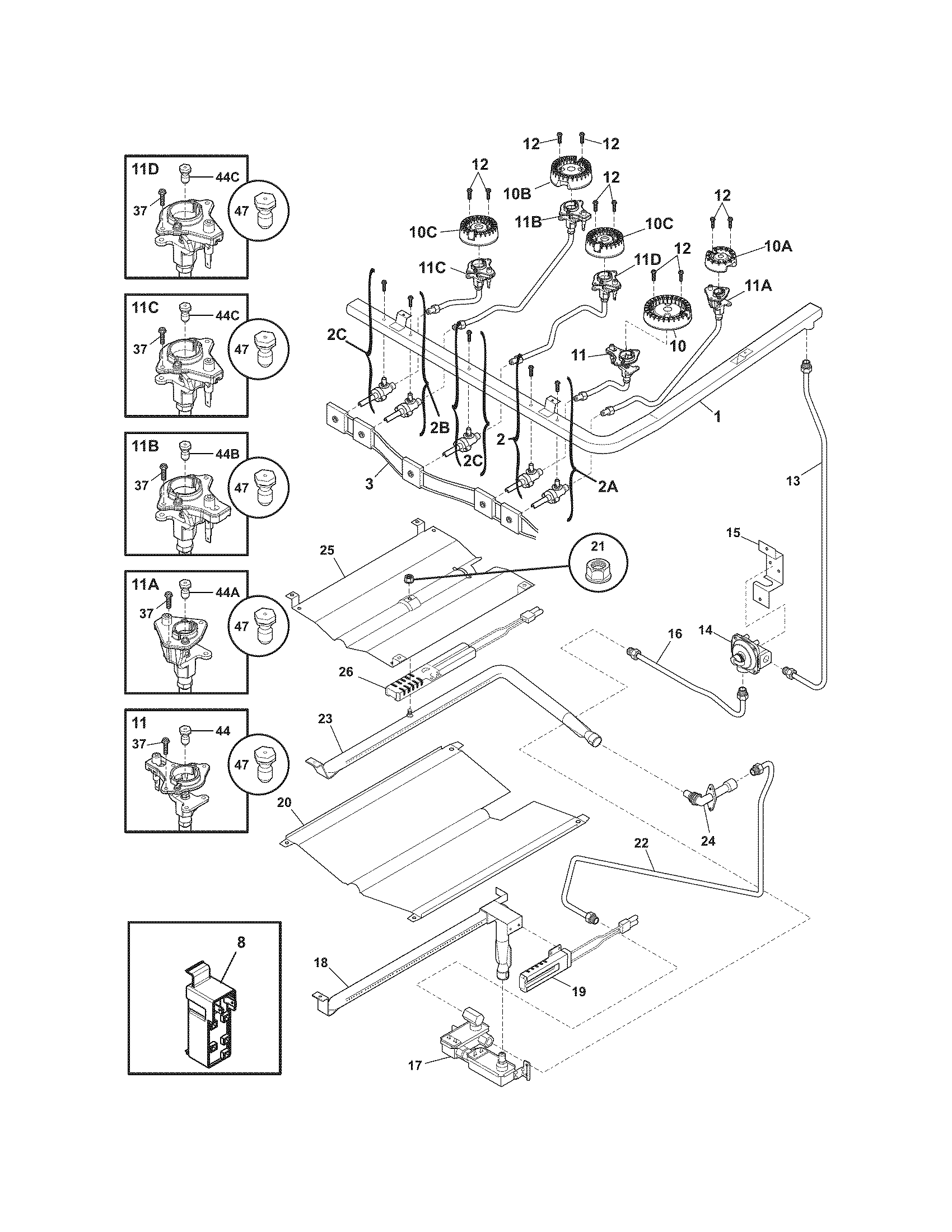 Frigidaire CGGF3032KBG burner diagram
