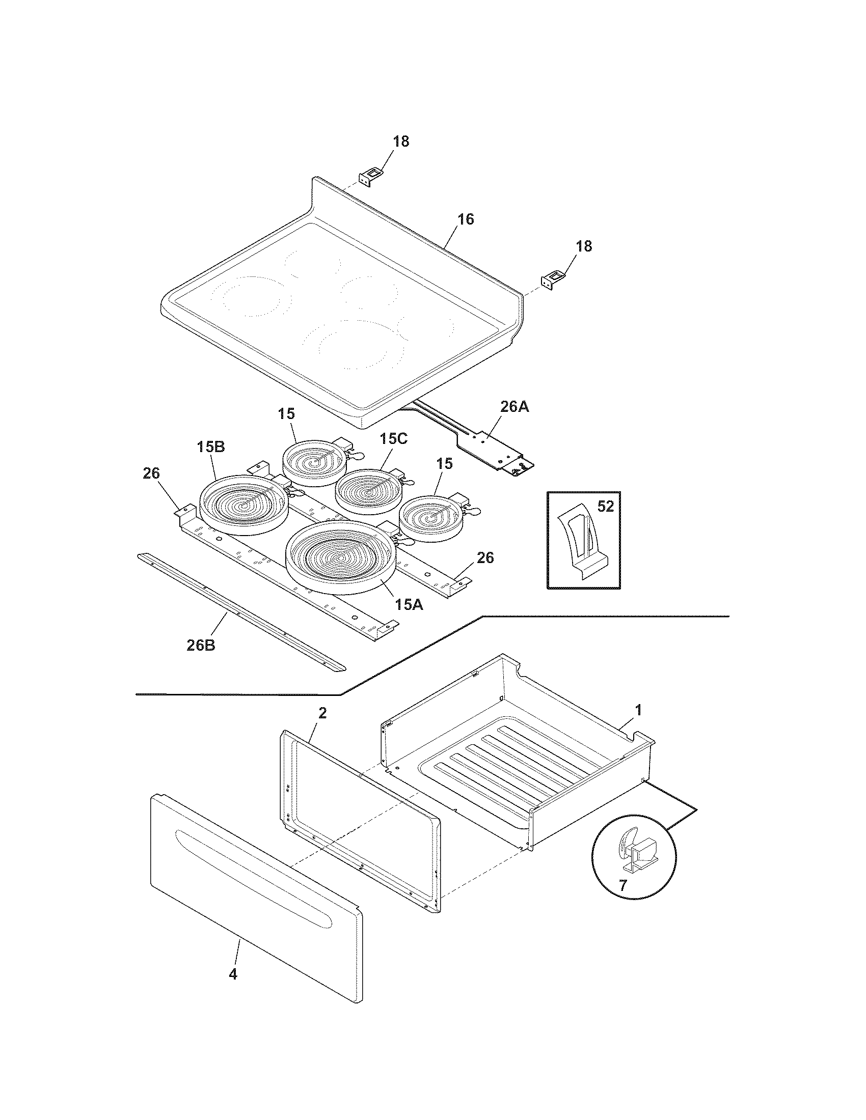 Kenmore 79091419012 top/drawer diagram