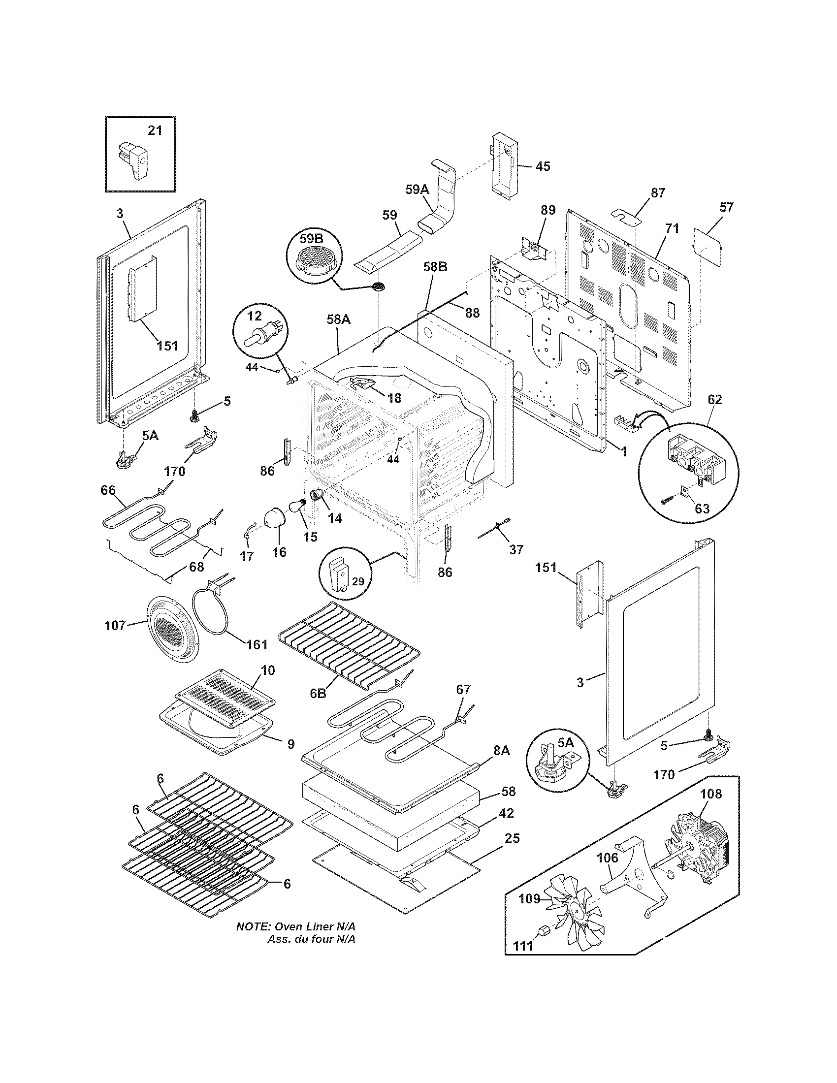 Frigidaire GLEF389GBB body diagram