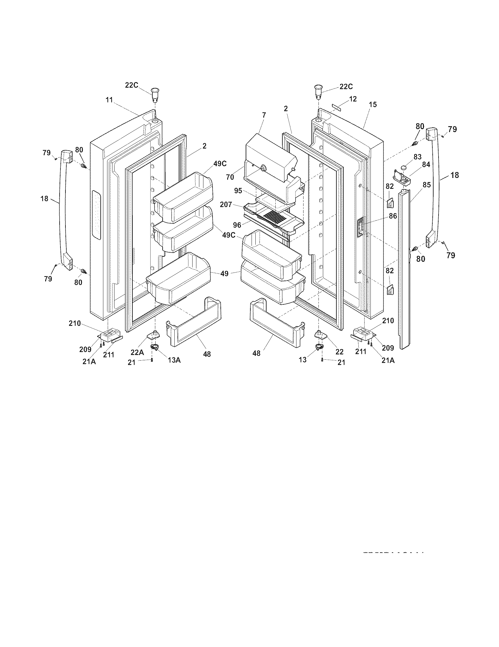 Electrolux E23BC68JPS1 fresh food door diagram