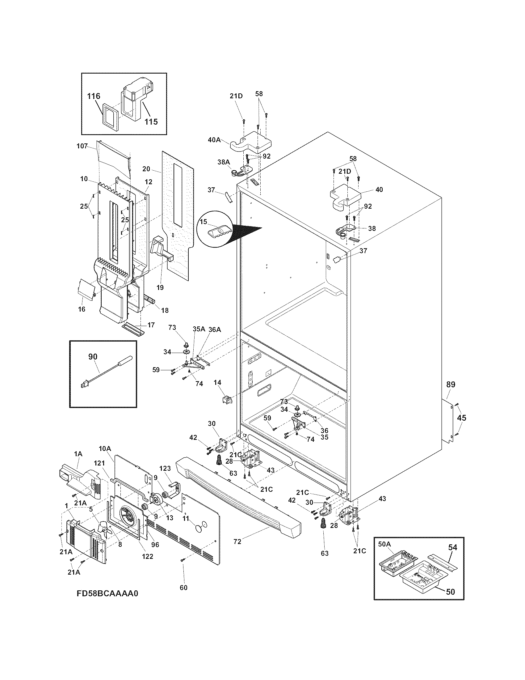 Electrolux E23BC68JPS1 cabinet diagram