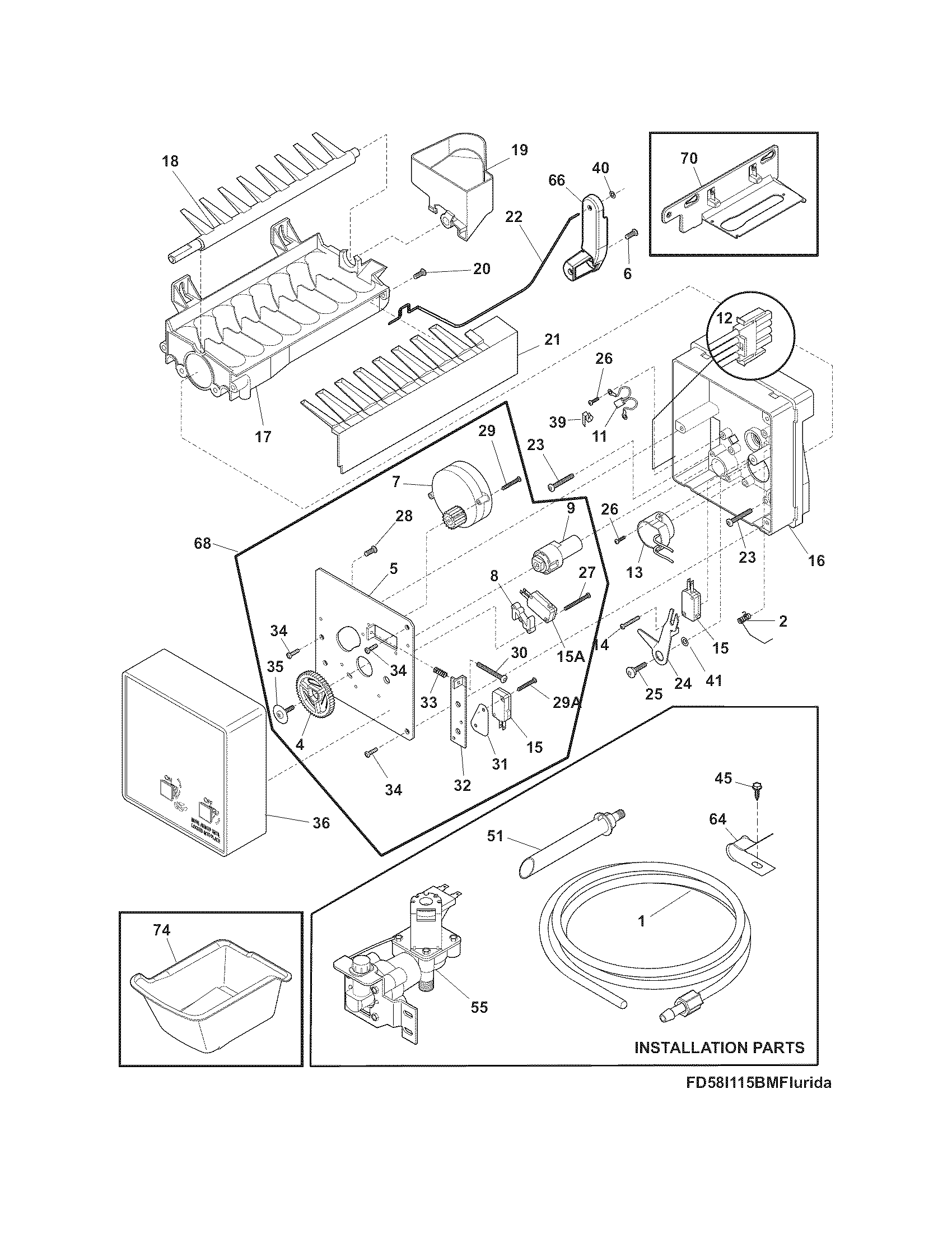 Electrolux E23BC68JPS1 ice maker diagram