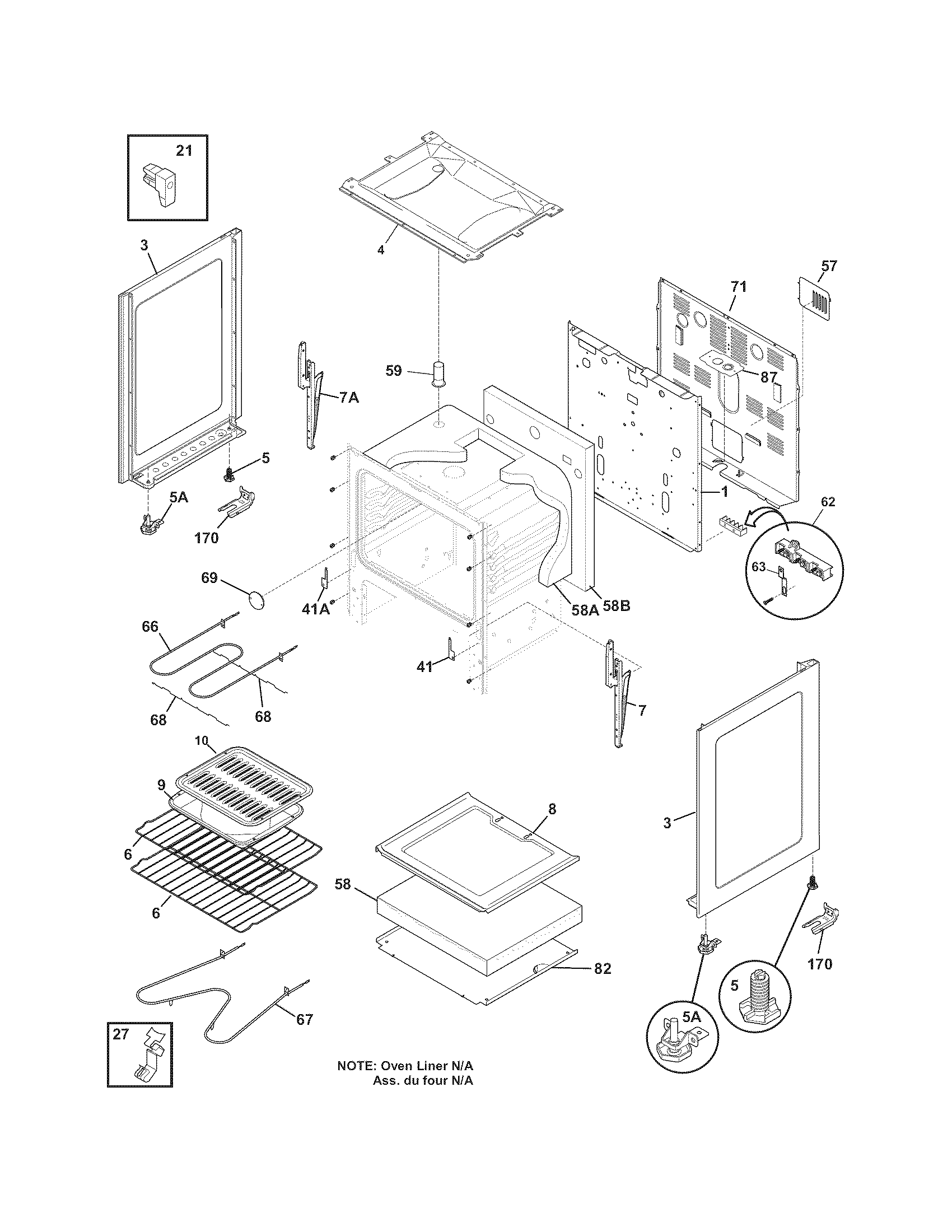Frigidaire XFEF3000LWA body diagram