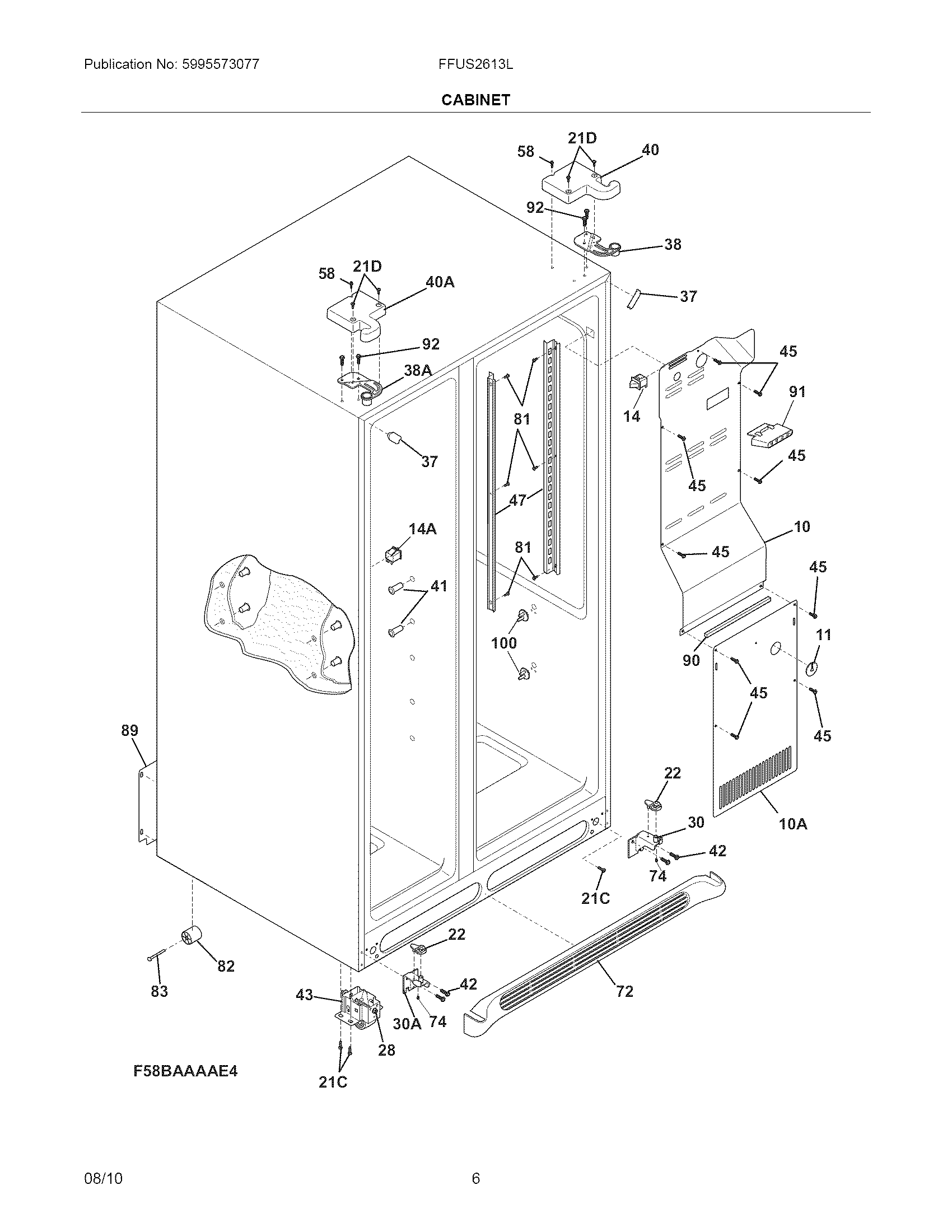 Frigidaire FFUS2613LS1 cabinet diagram