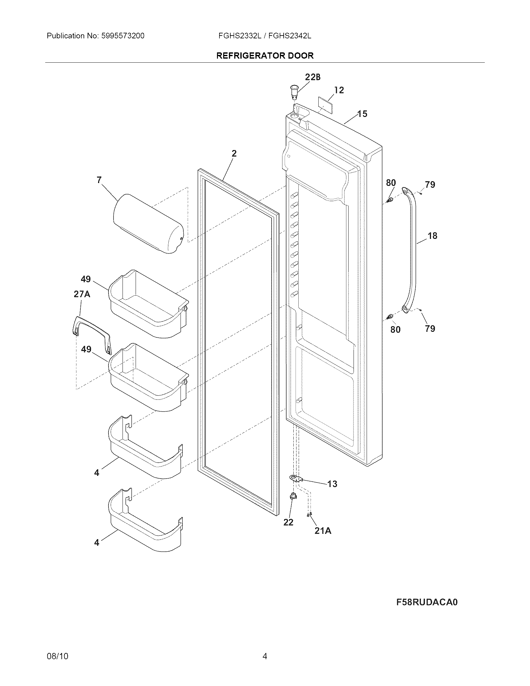 Frigidaire FGHS2342LF1 refrigerator door diagram