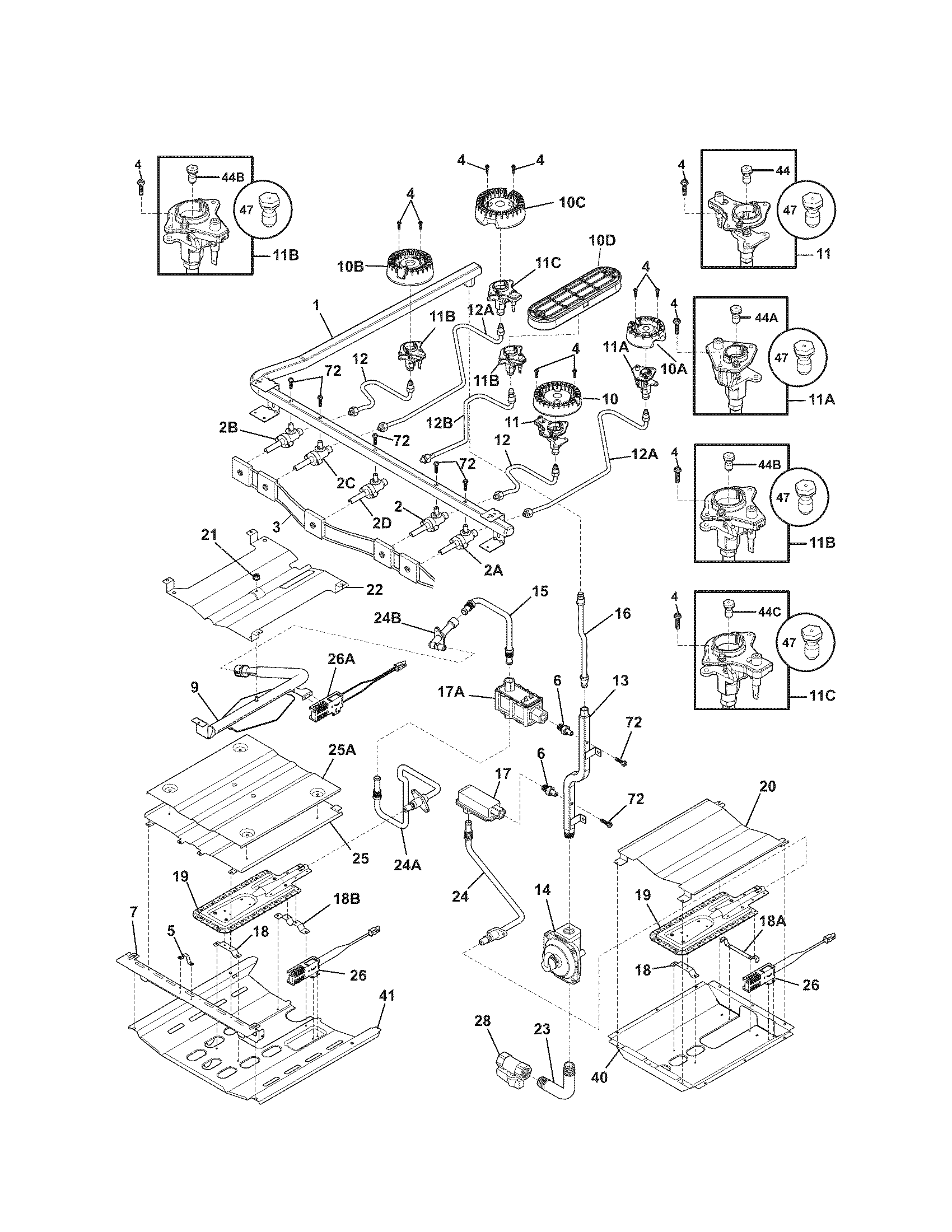 Kenmore Elite 79078909000 burner diagram