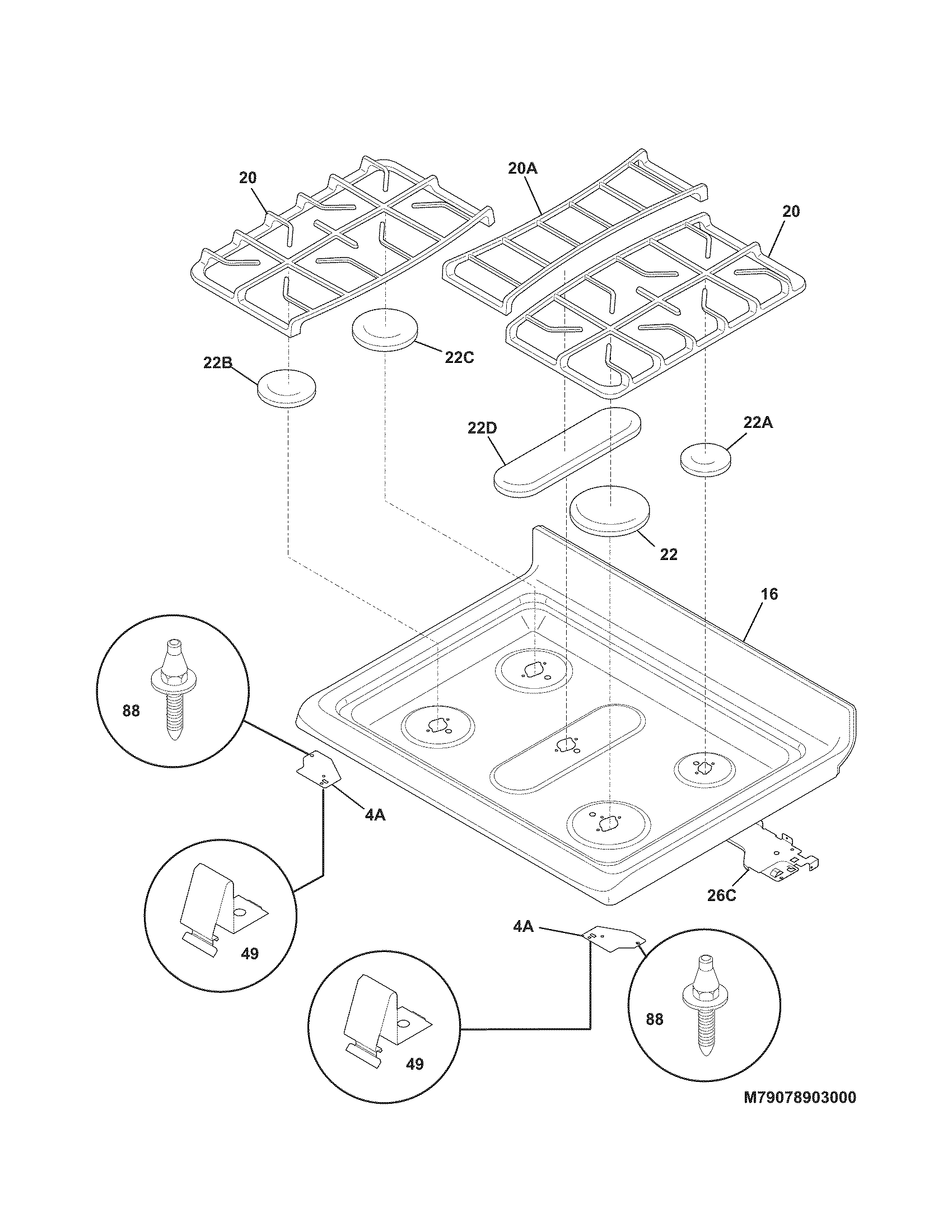 Kenmore Elite 79078909000 main top diagram