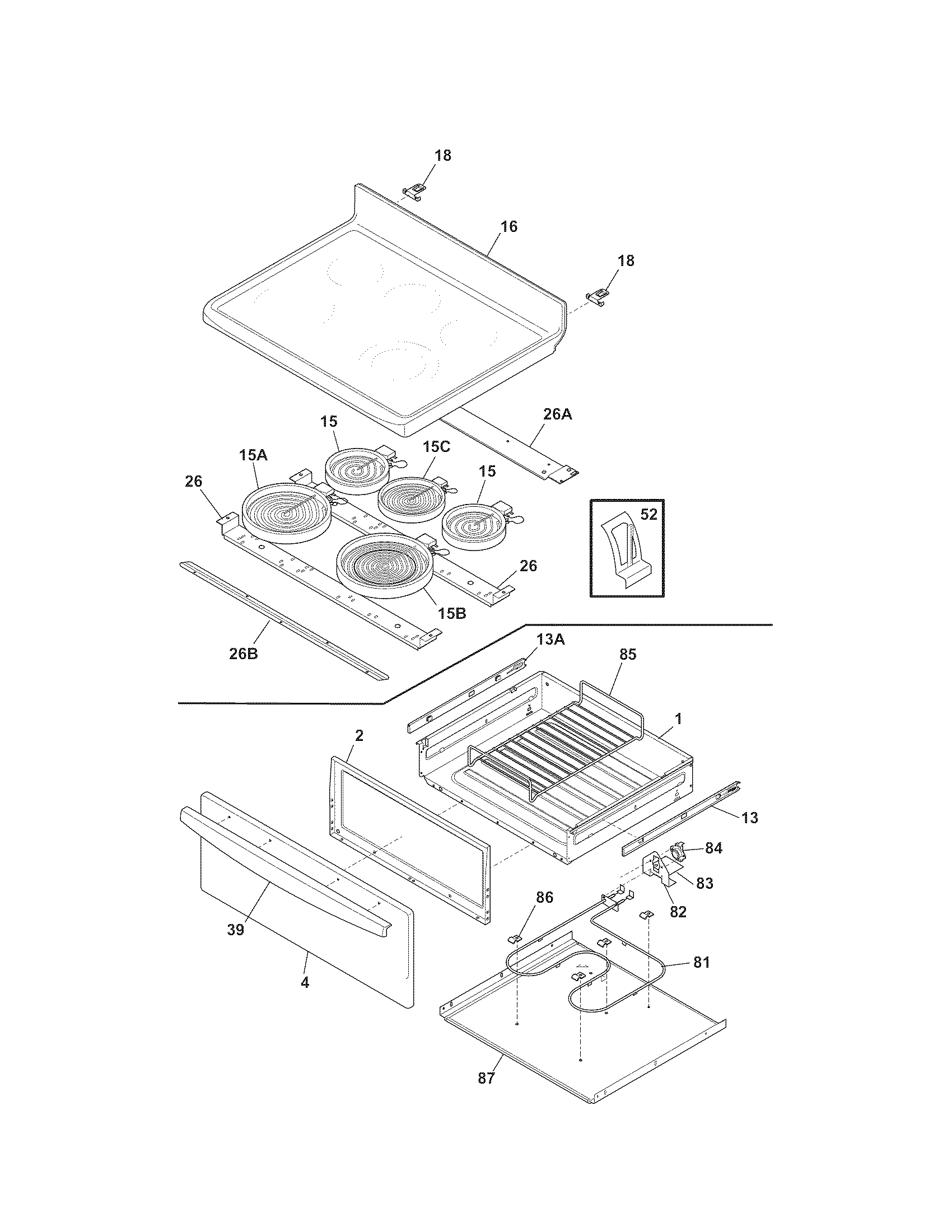 Kenmore 7909642440C top/drawer diagram
