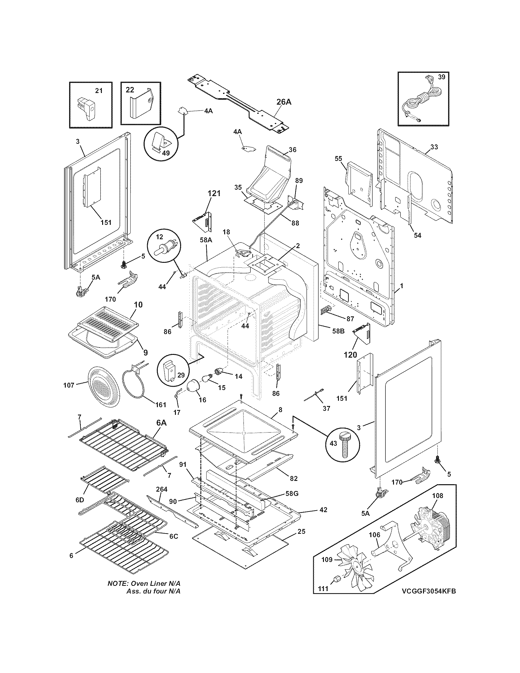 Frigidaire CGGF3054KWF body diagram