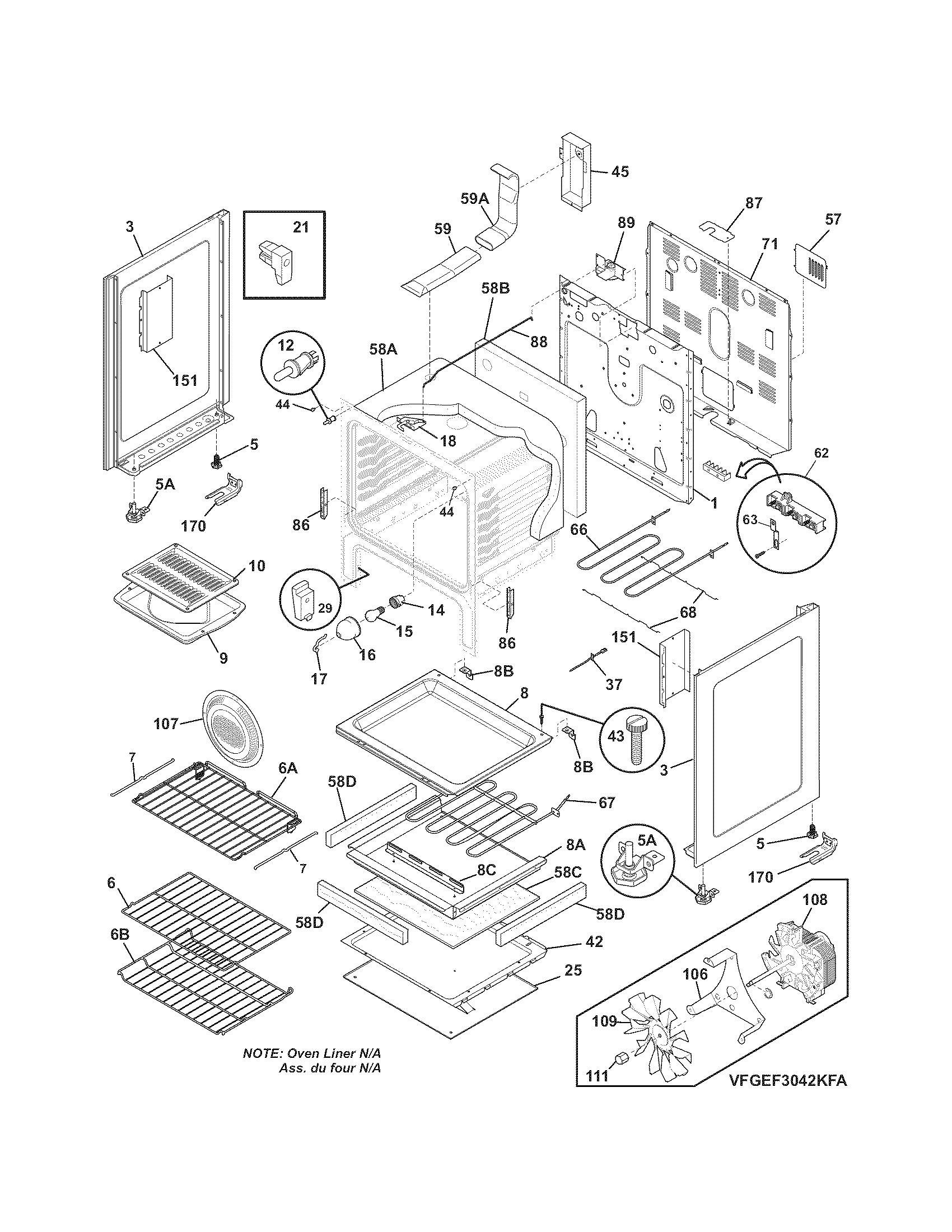 Frigidaire BGEF3042KFC body diagram