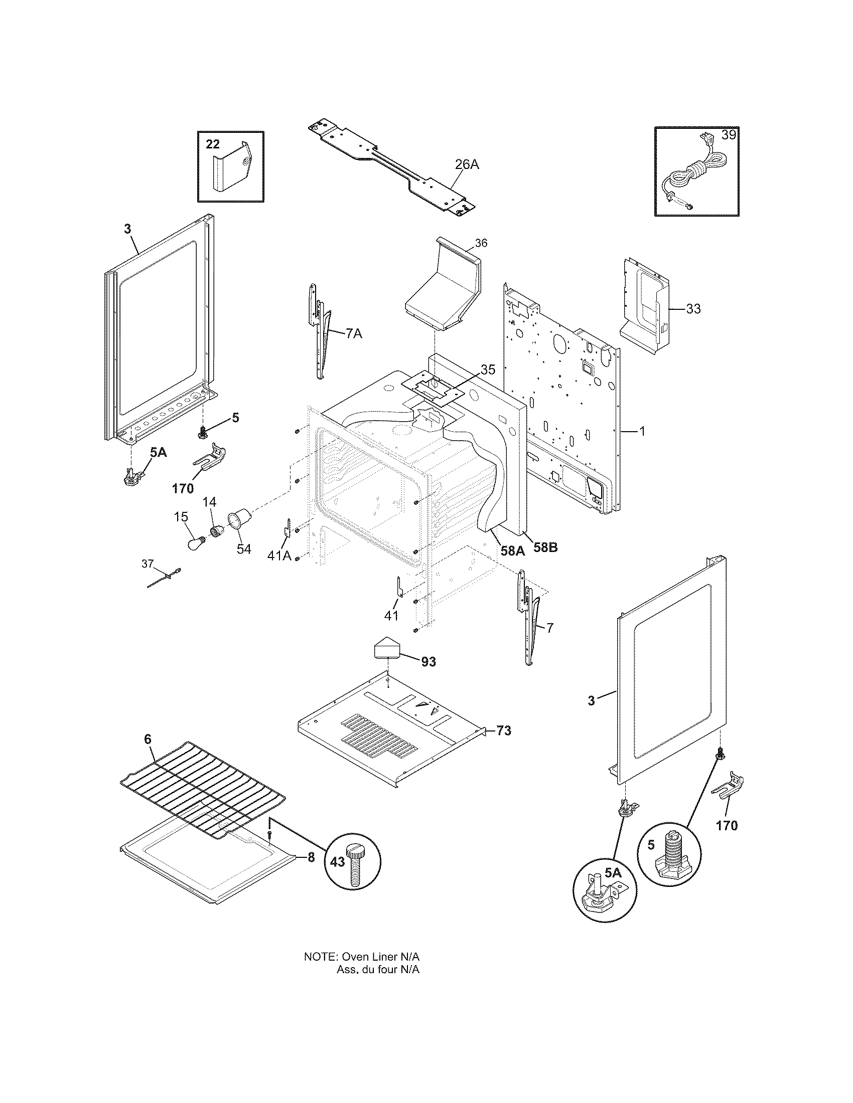 Frigidaire FFGF3017LWC body diagram