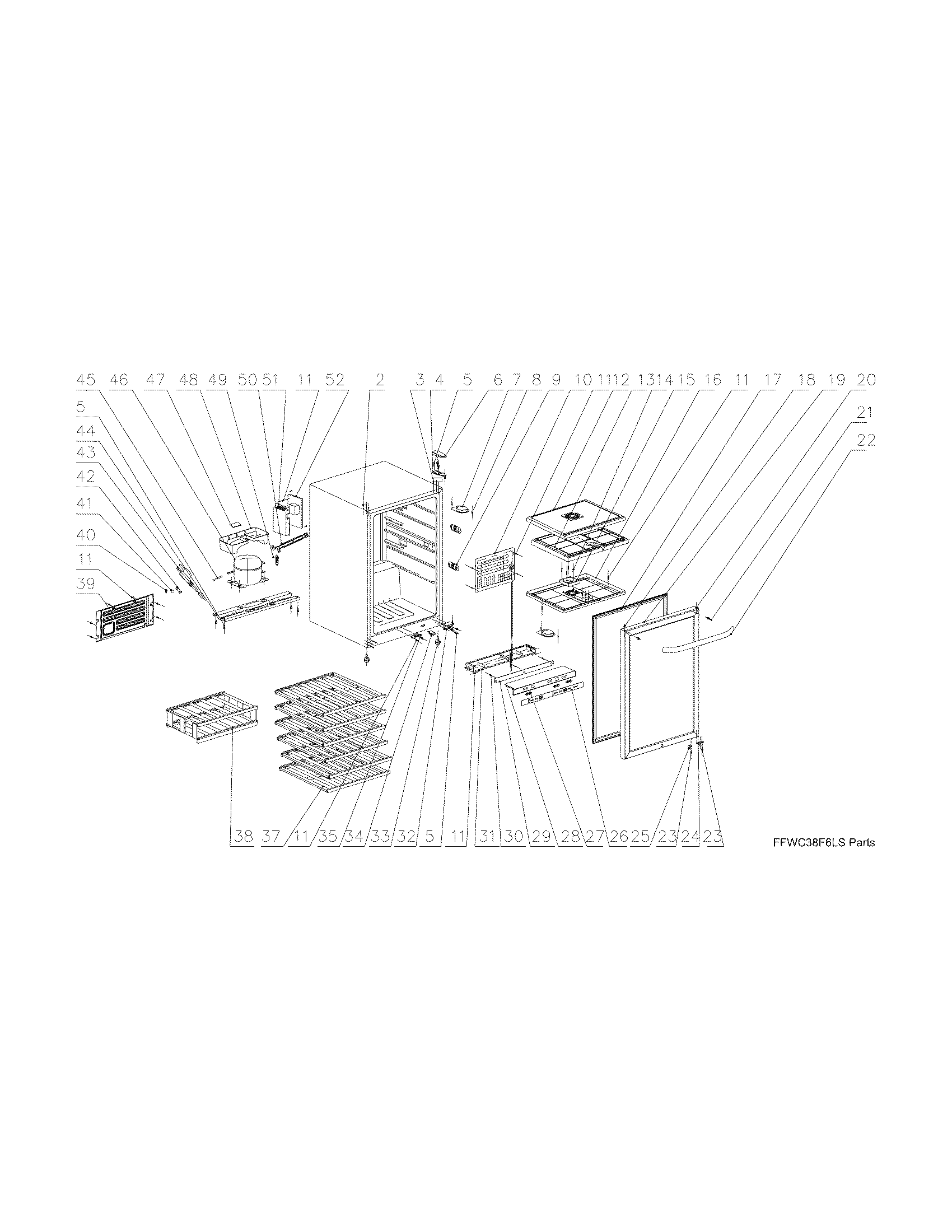 Frigidaire FFWC38F6LS recommended spare parts diagram