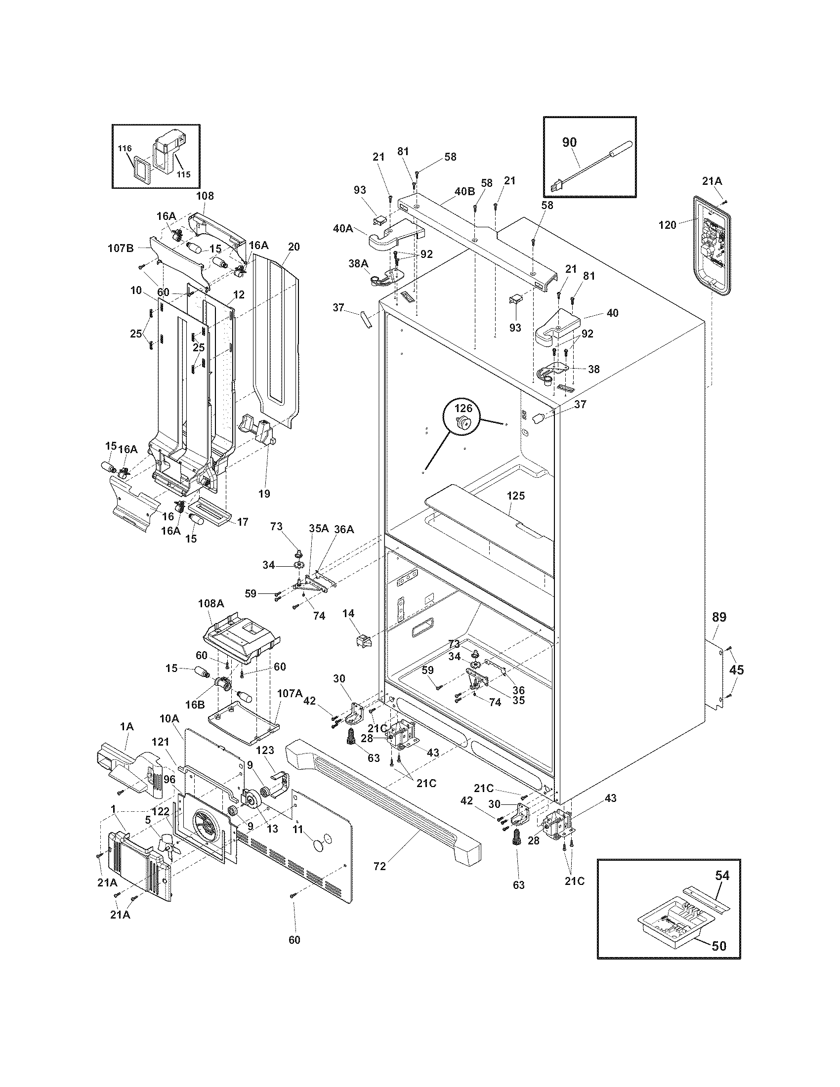 Frigidaire FGHB2844LP2 cabinet diagram