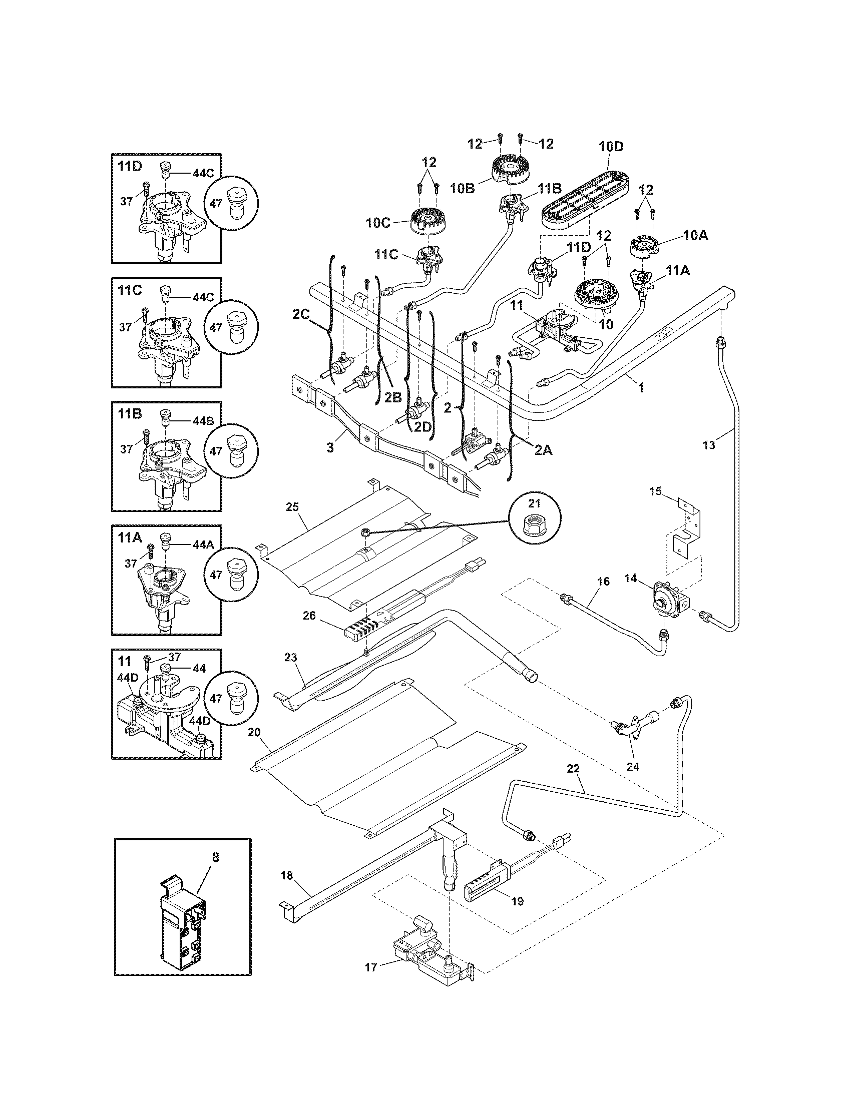 Kenmore Elite 79078403011 burner diagram