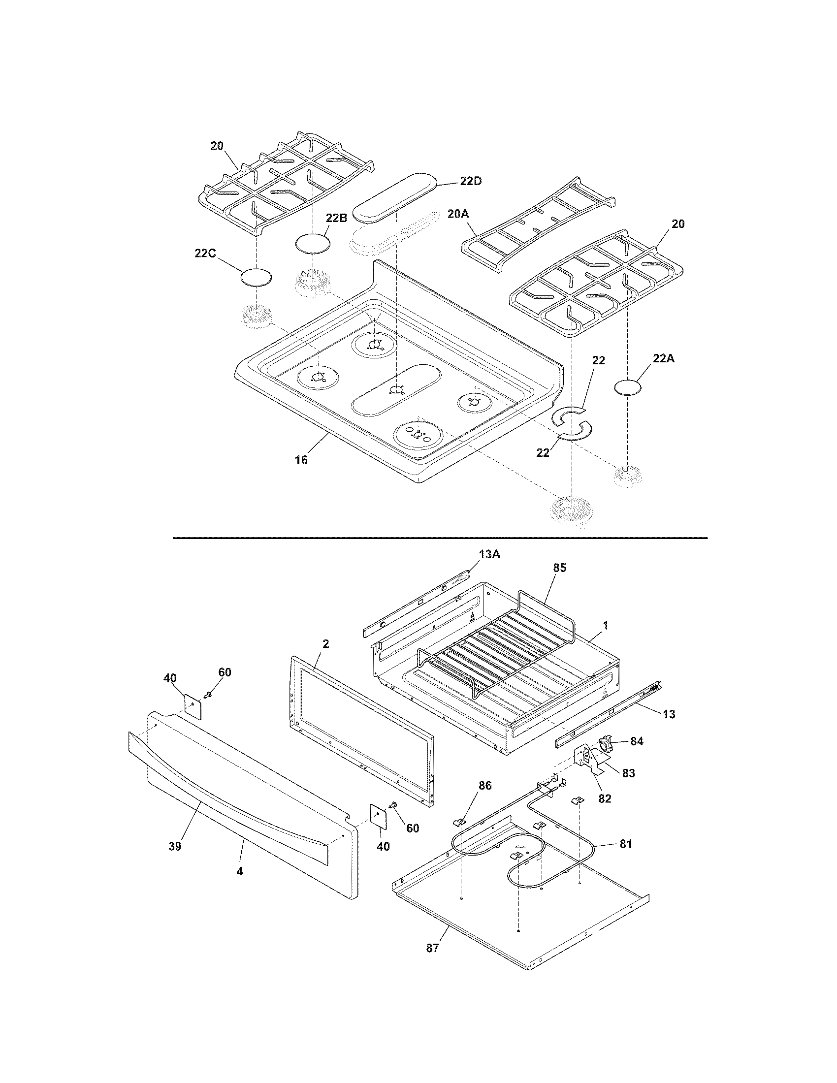 Kenmore Elite 79078403011 top/drawer diagram