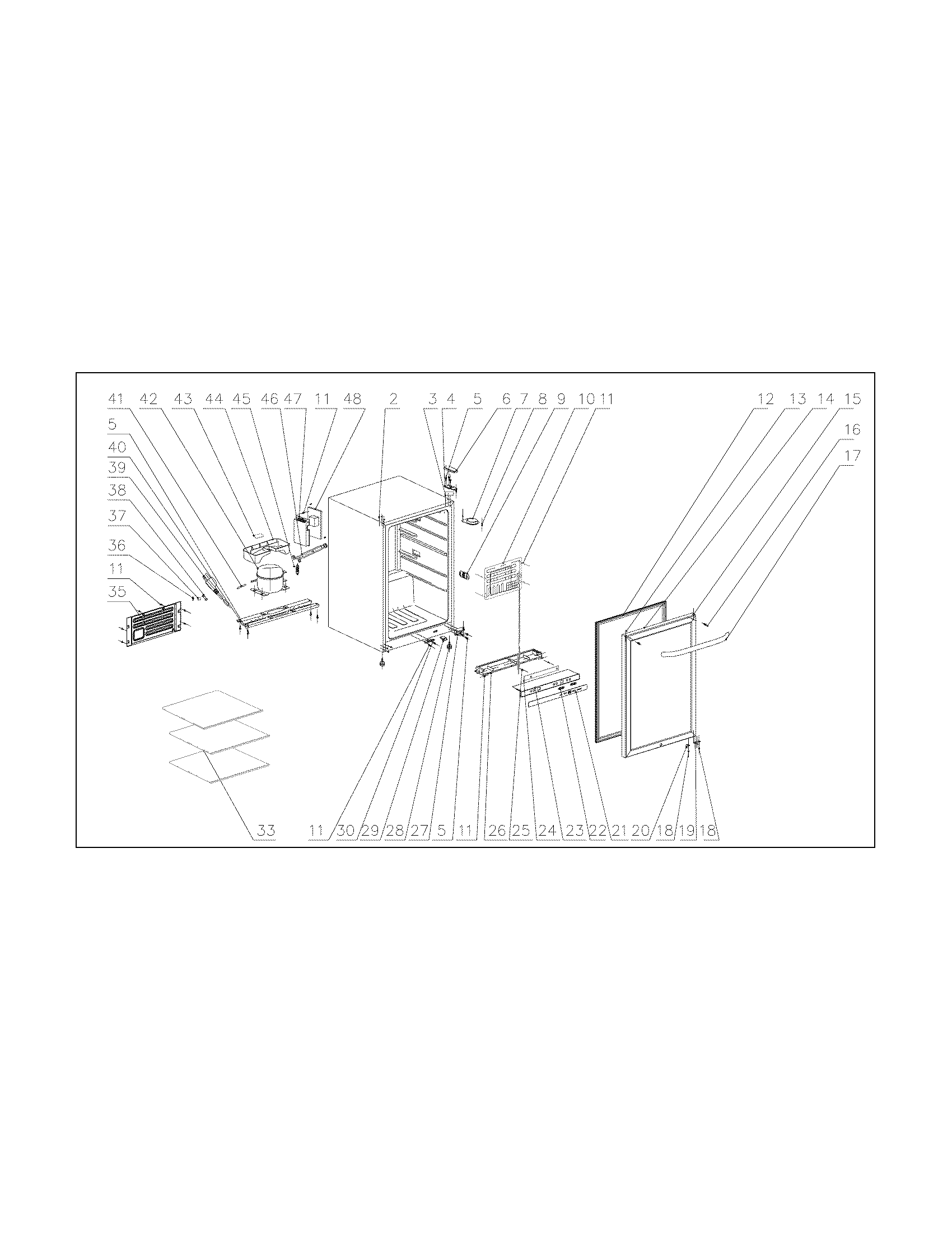 Frigidaire CFBC46F5LS recommended spare parts diagram
