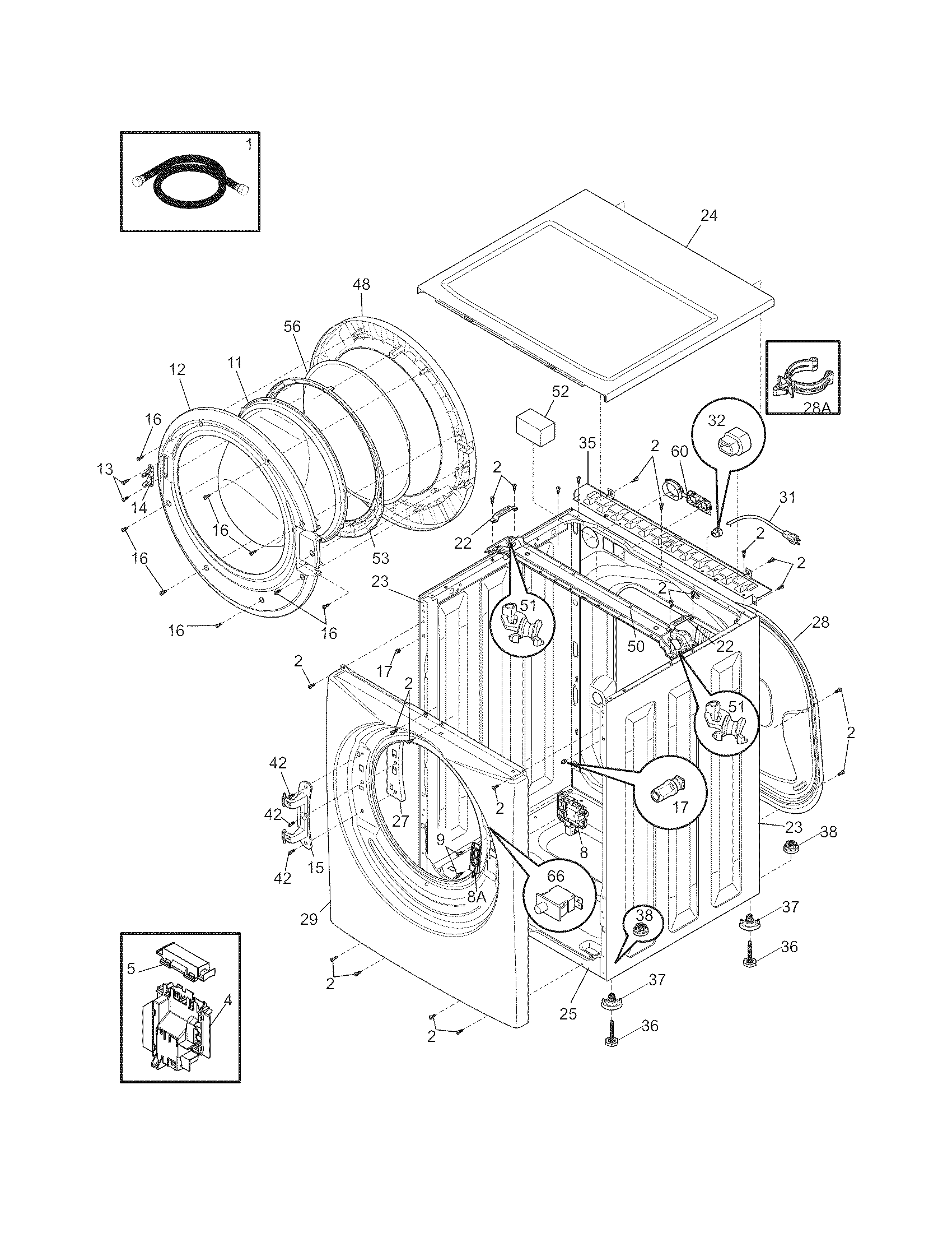 Frigidaire FAFW4011LW0 cabinet/top diagram
