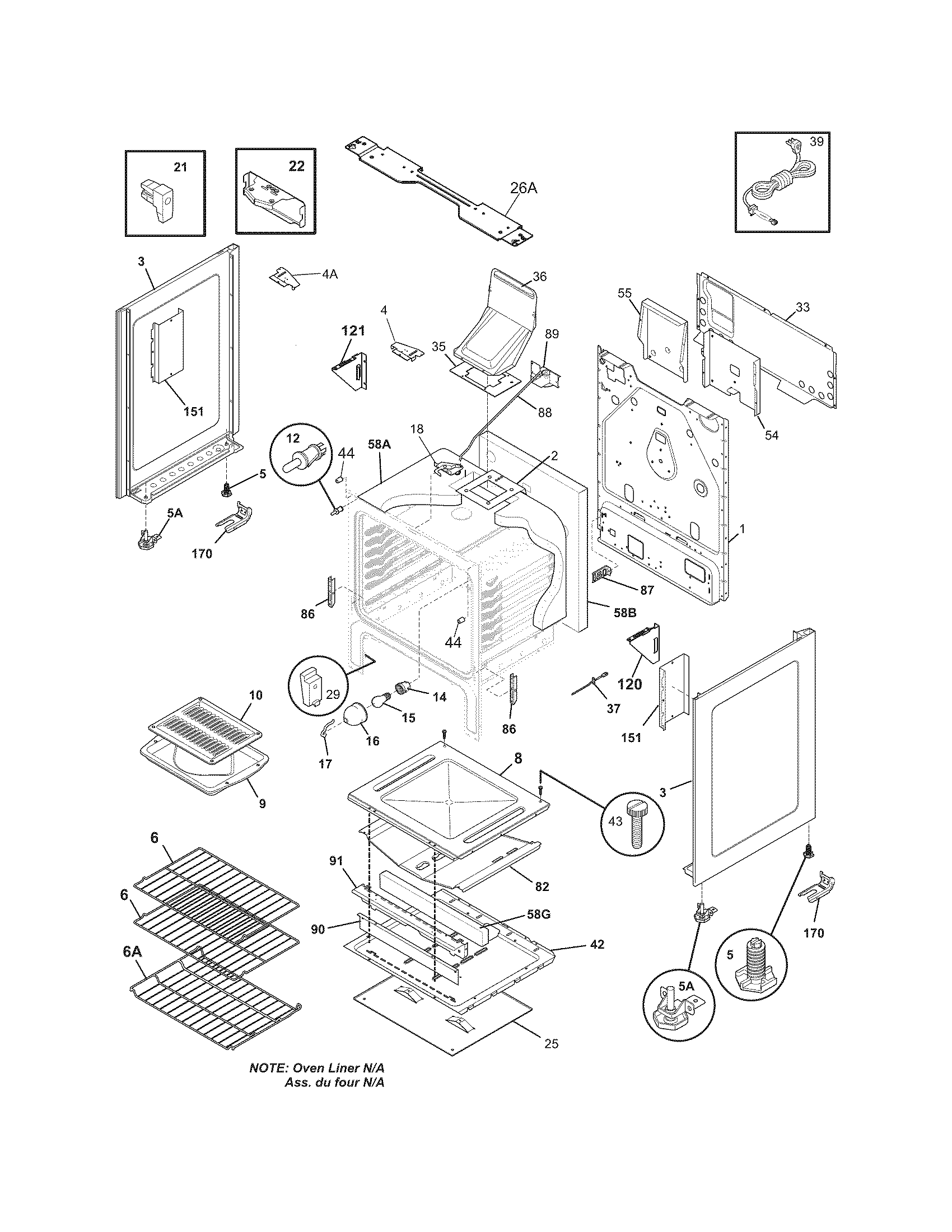 Frigidaire FGGF3031KQH body diagram