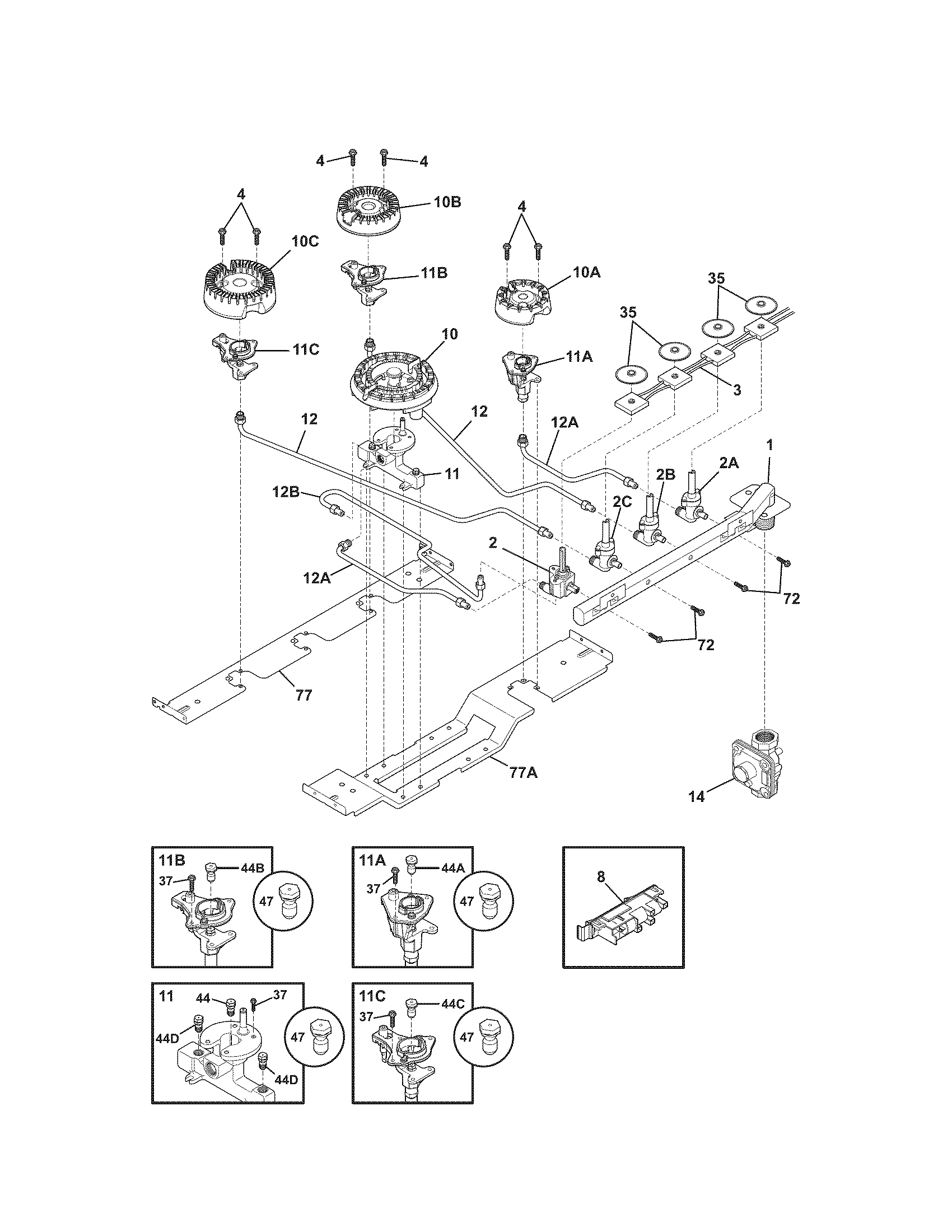 Kenmore Elite 79032302000 burner diagram