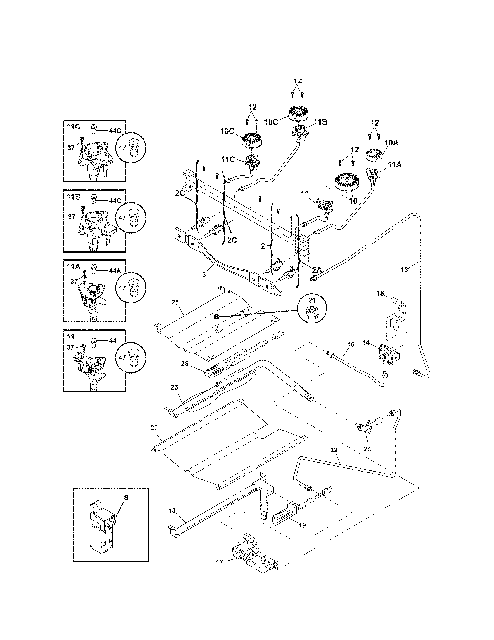 Kenmore 79072503011 burner diagram