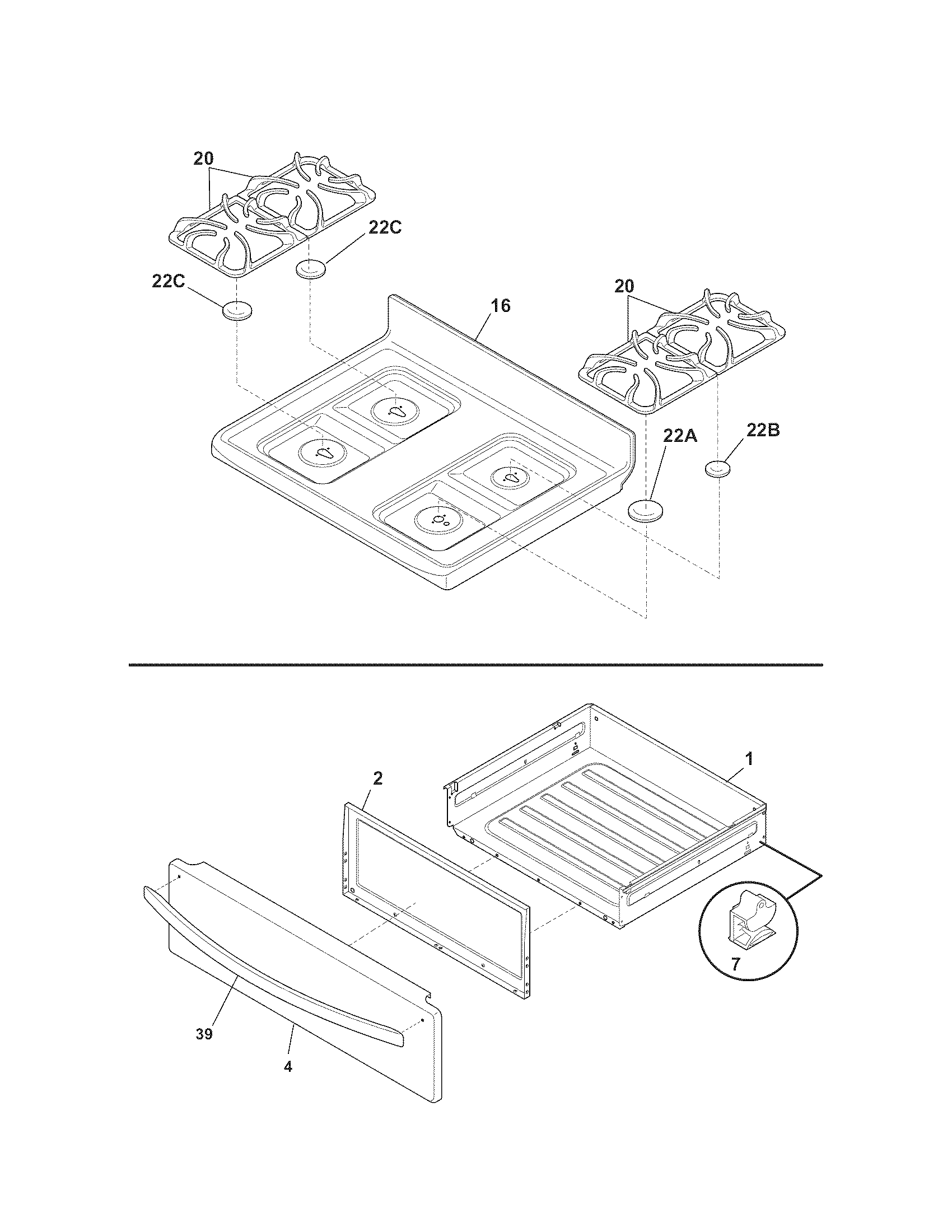 Kenmore 79072503011 top/drawer diagram