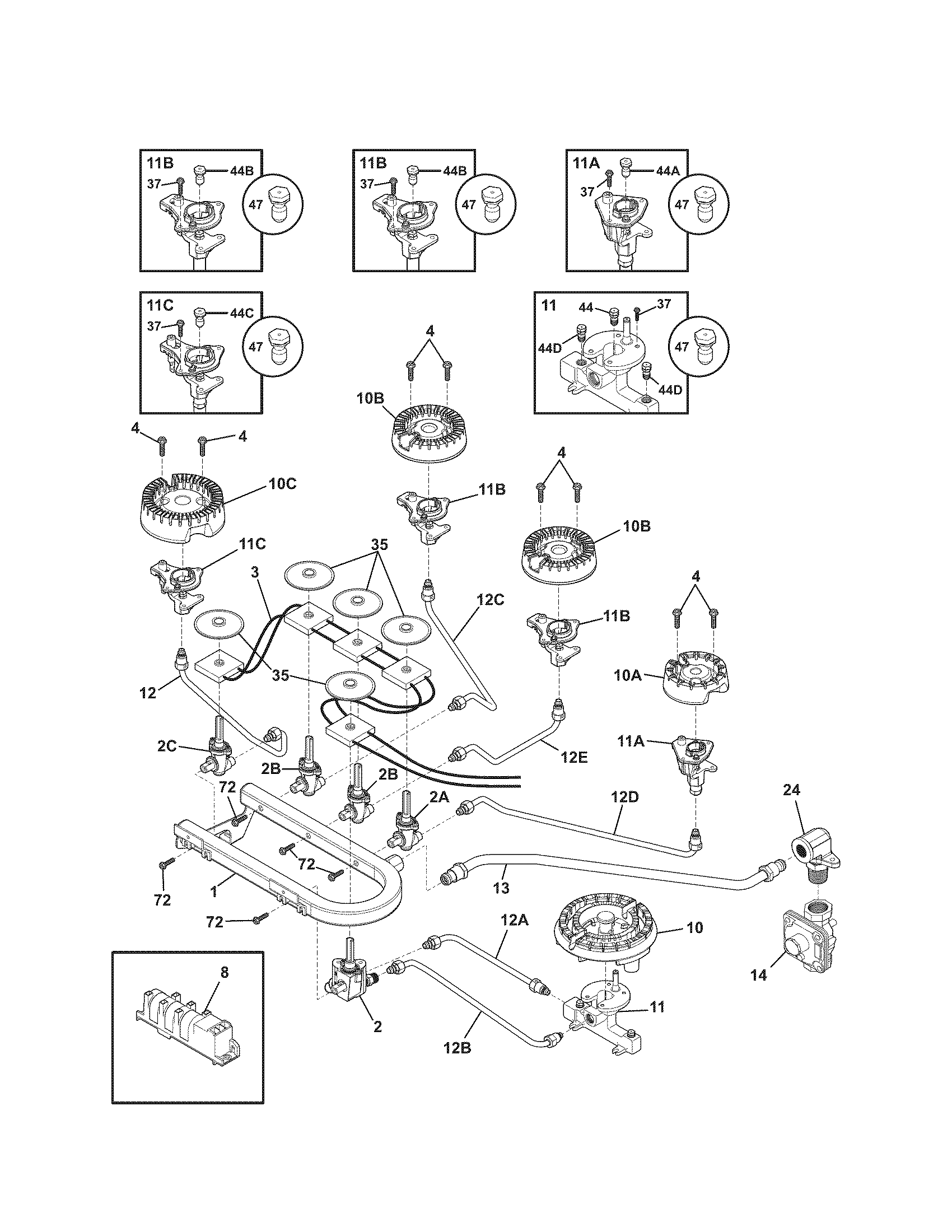 Kenmore Elite 79032313000 burner diagram