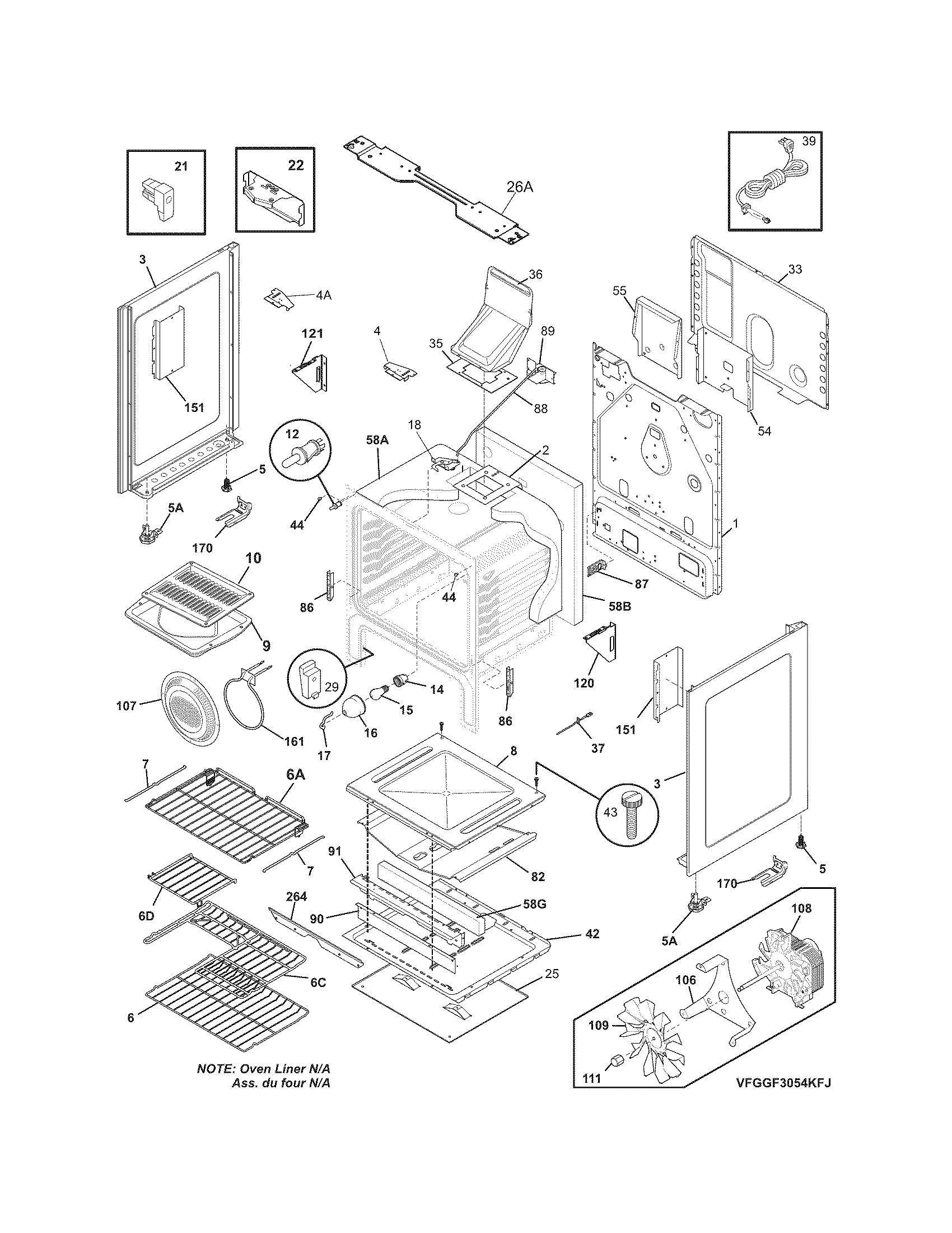 Frigidaire FGGF3054KFJ body diagram